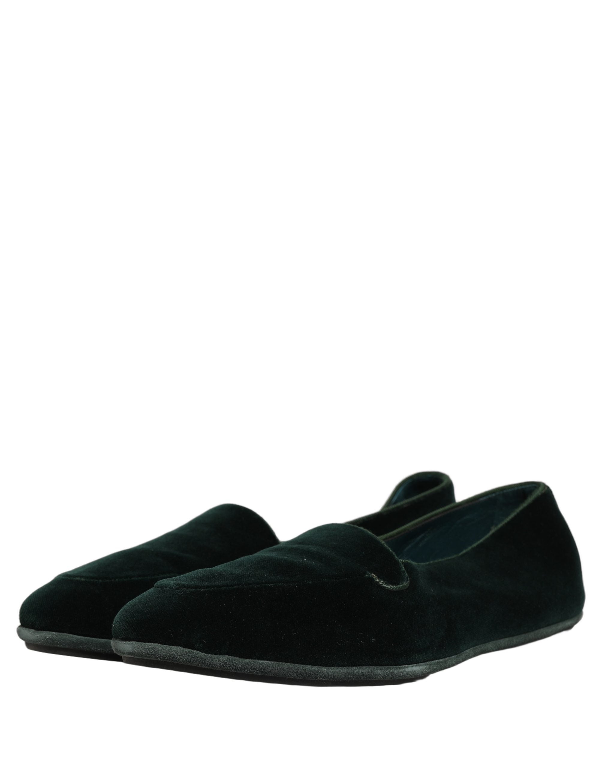 Dolce & Gabbana Green Velvet Slip On Men Flats Loafers Men's Shoes