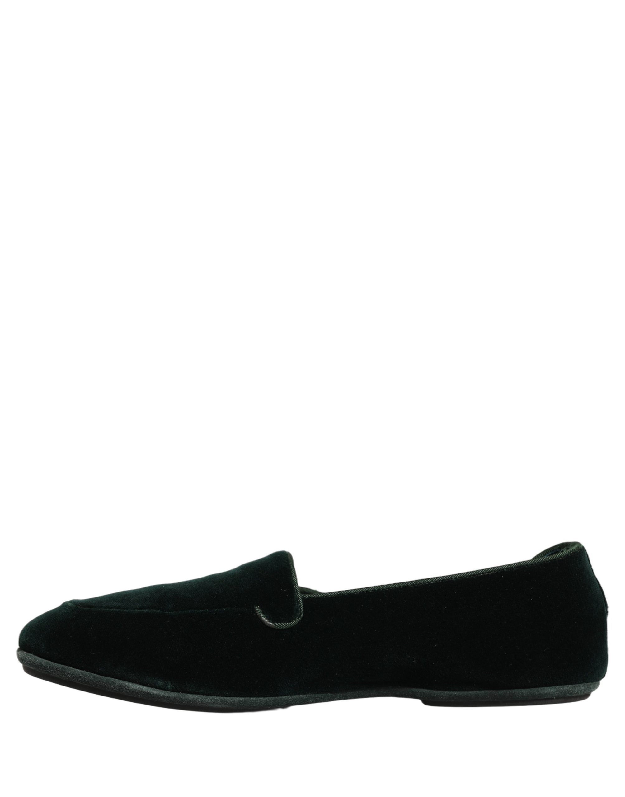 Dolce & Gabbana Green Velvet Slip On Men Flats Loafers Men's Shoes