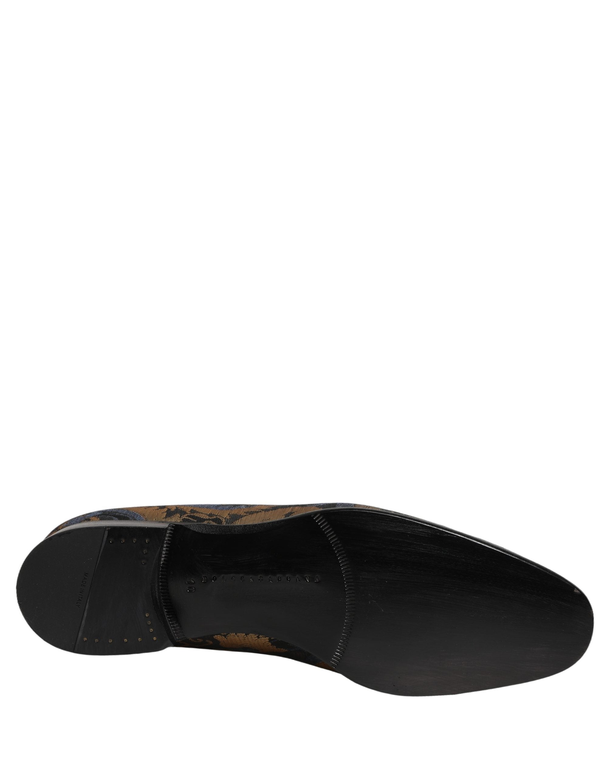 Dolce & Gabbana Blue Brocade Slip On Men Dress Loafers Men's Shoes