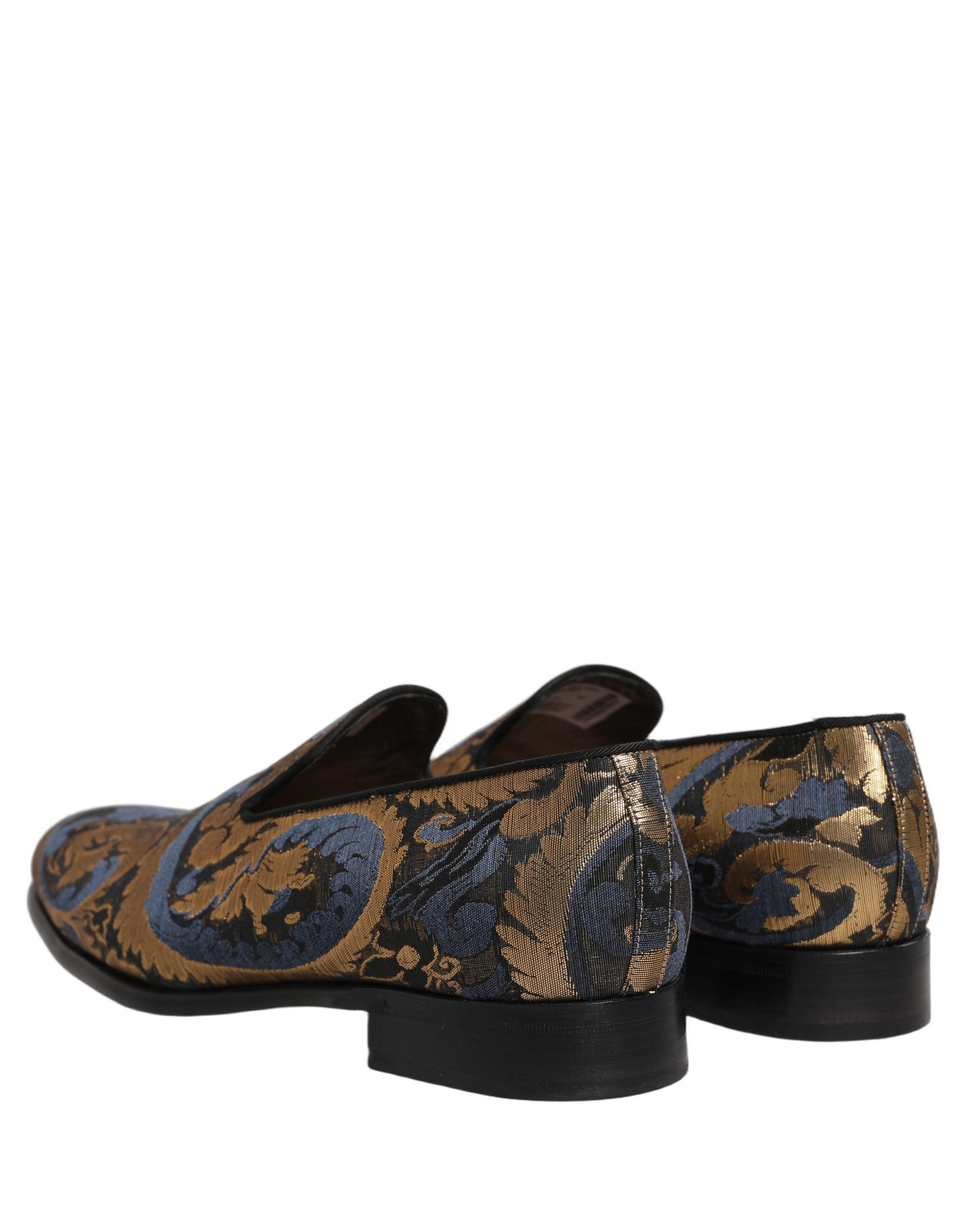 Dolce & Gabbana Blue Brocade Slip On Men Dress Loafers Men's Shoes