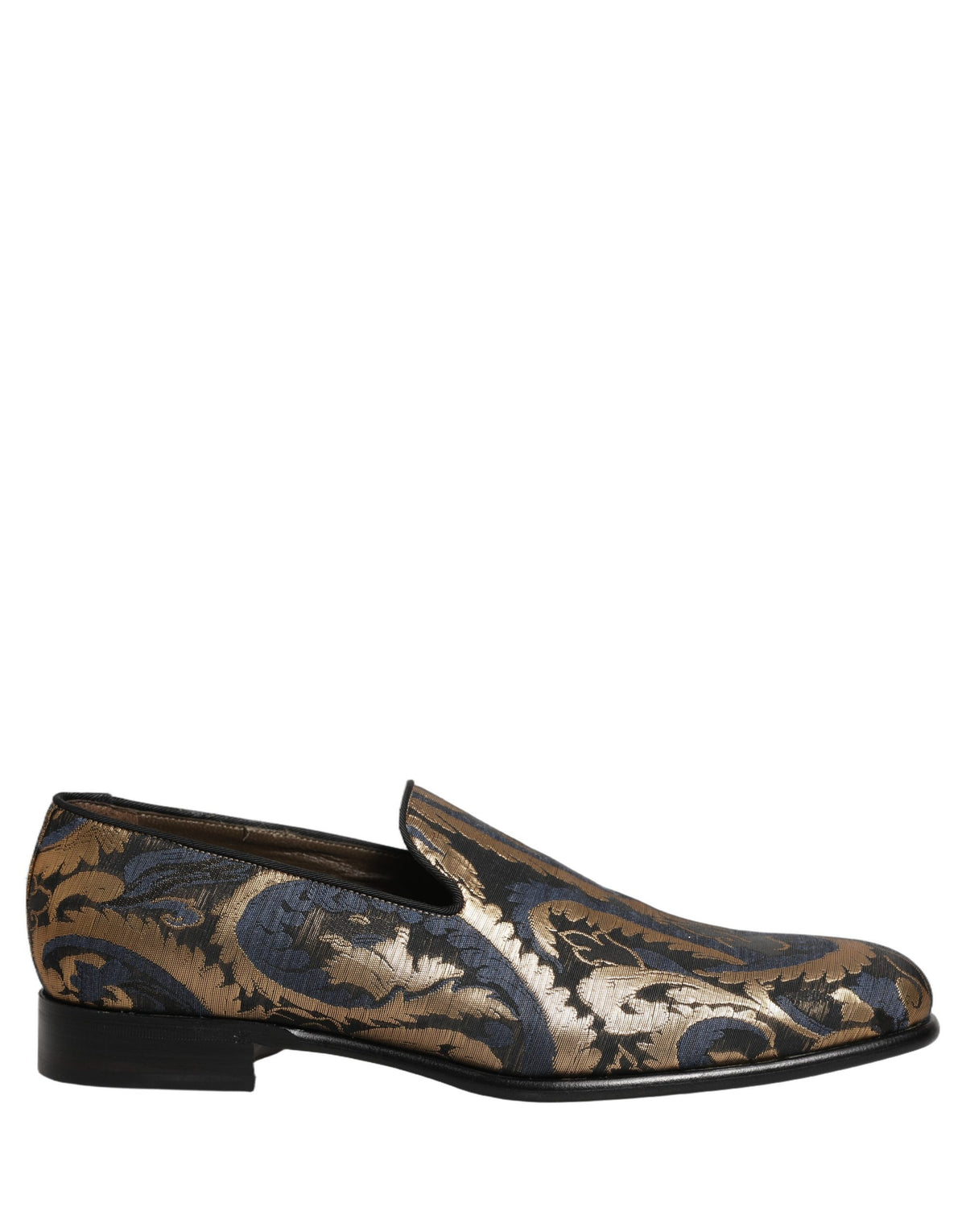 Dolce & Gabbana Blue Brocade Slip On Men Dress Loafers Men's Shoes