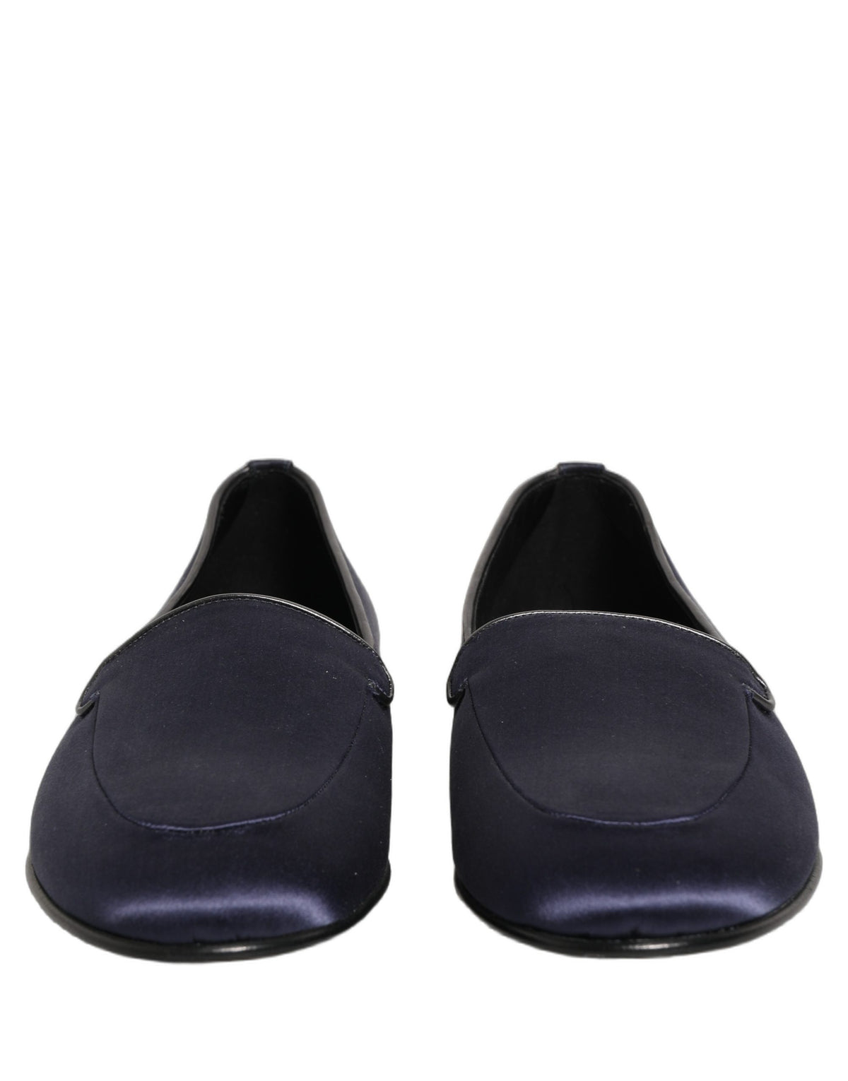 Dolce & Gabbana Blue Satin Logo Slip On Flats Loafers Men's Shoes