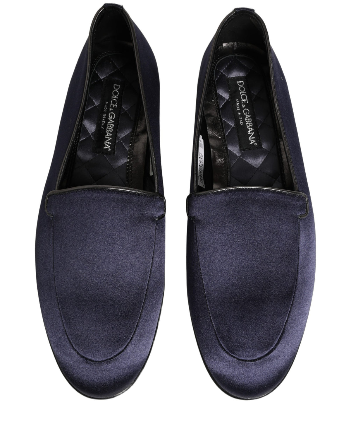 Dolce & Gabbana Blue Satin Logo Slip On Flats Loafers Men's Shoes