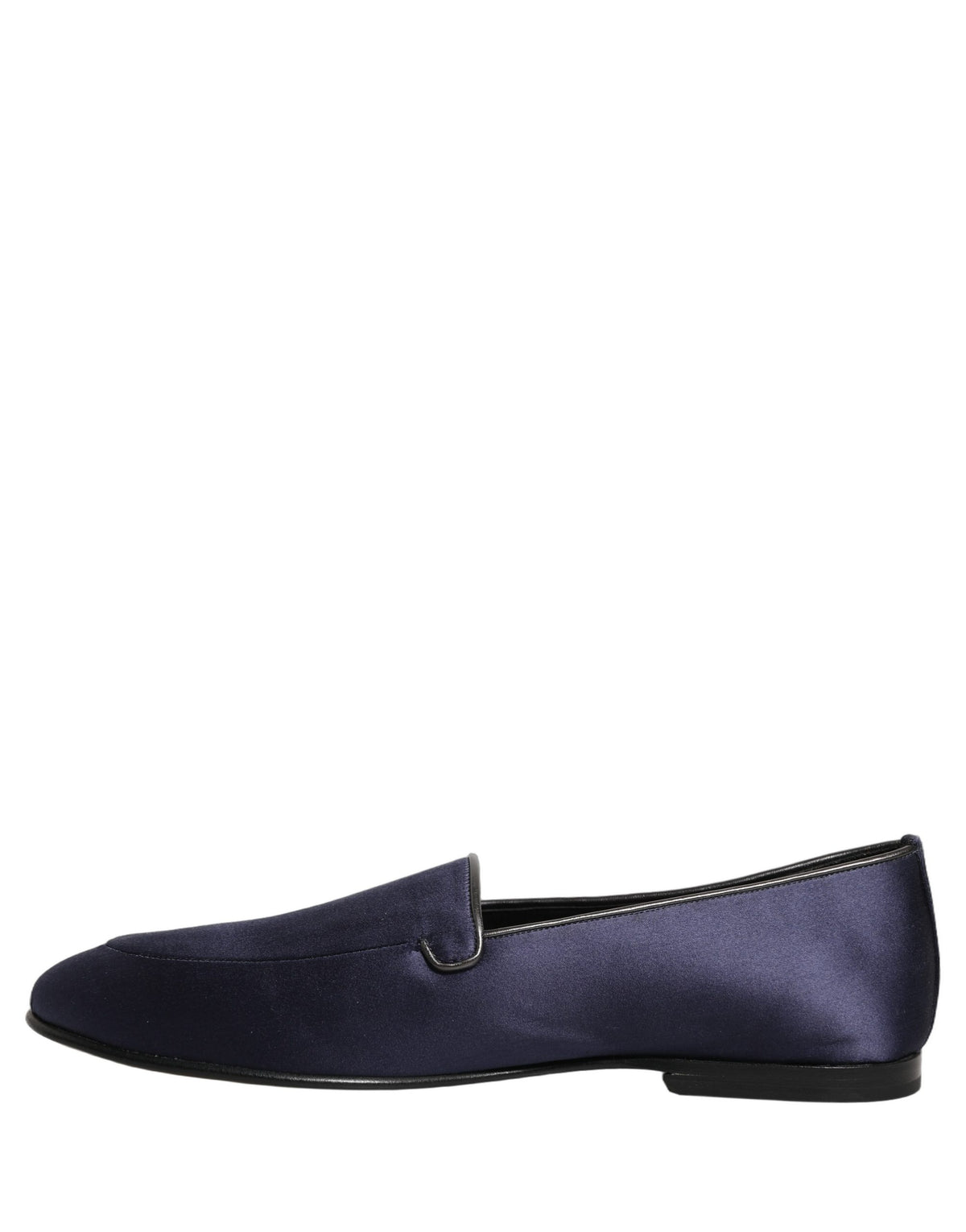 Dolce & Gabbana Blue Satin Logo Slip On Flats Loafers Men's Shoes