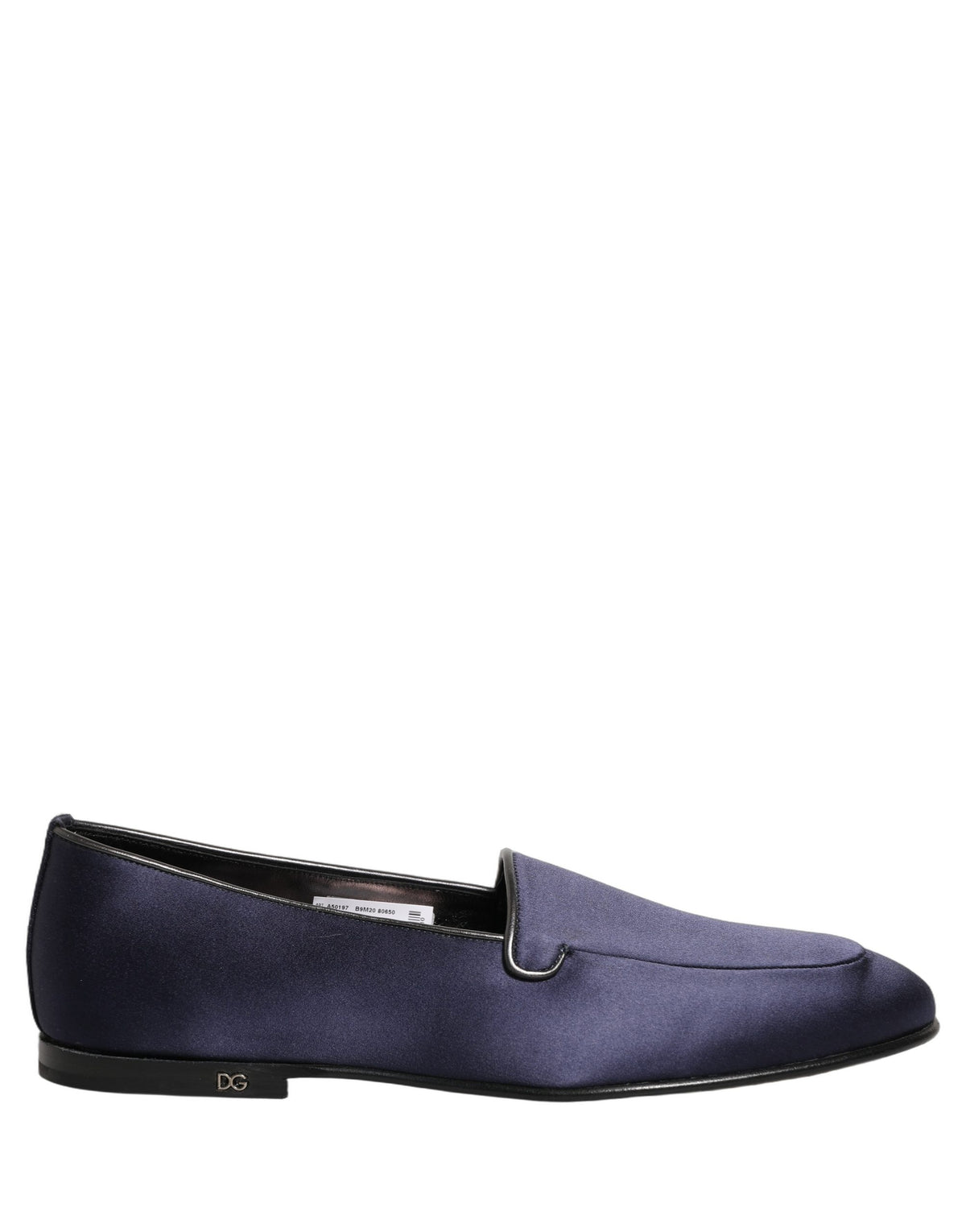 Dolce & Gabbana Blue Satin Logo Slip On Flats Loafers Men's Shoes
