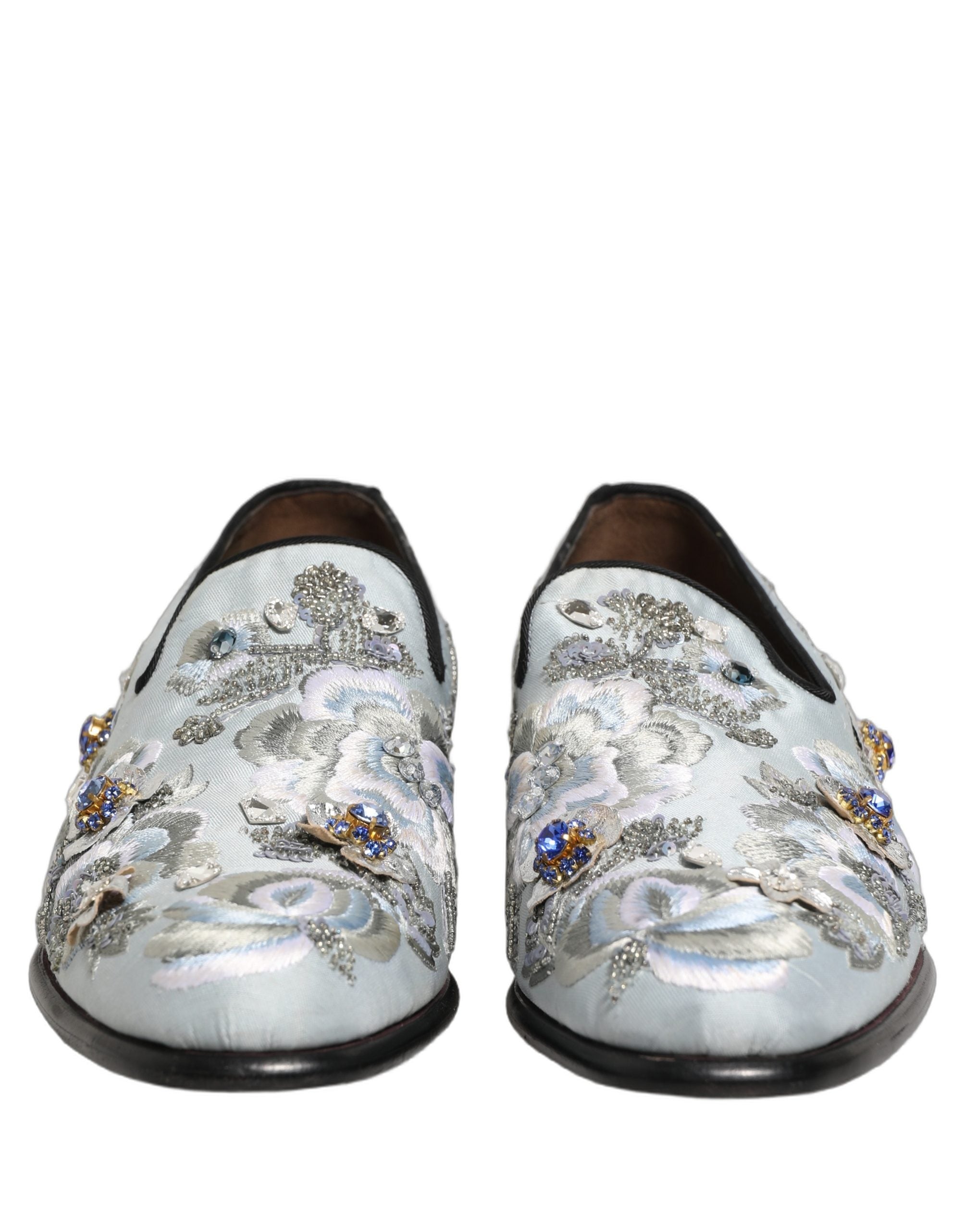 Dolce & Gabbana White Floral Embellished Men Loafers Men's Shoes