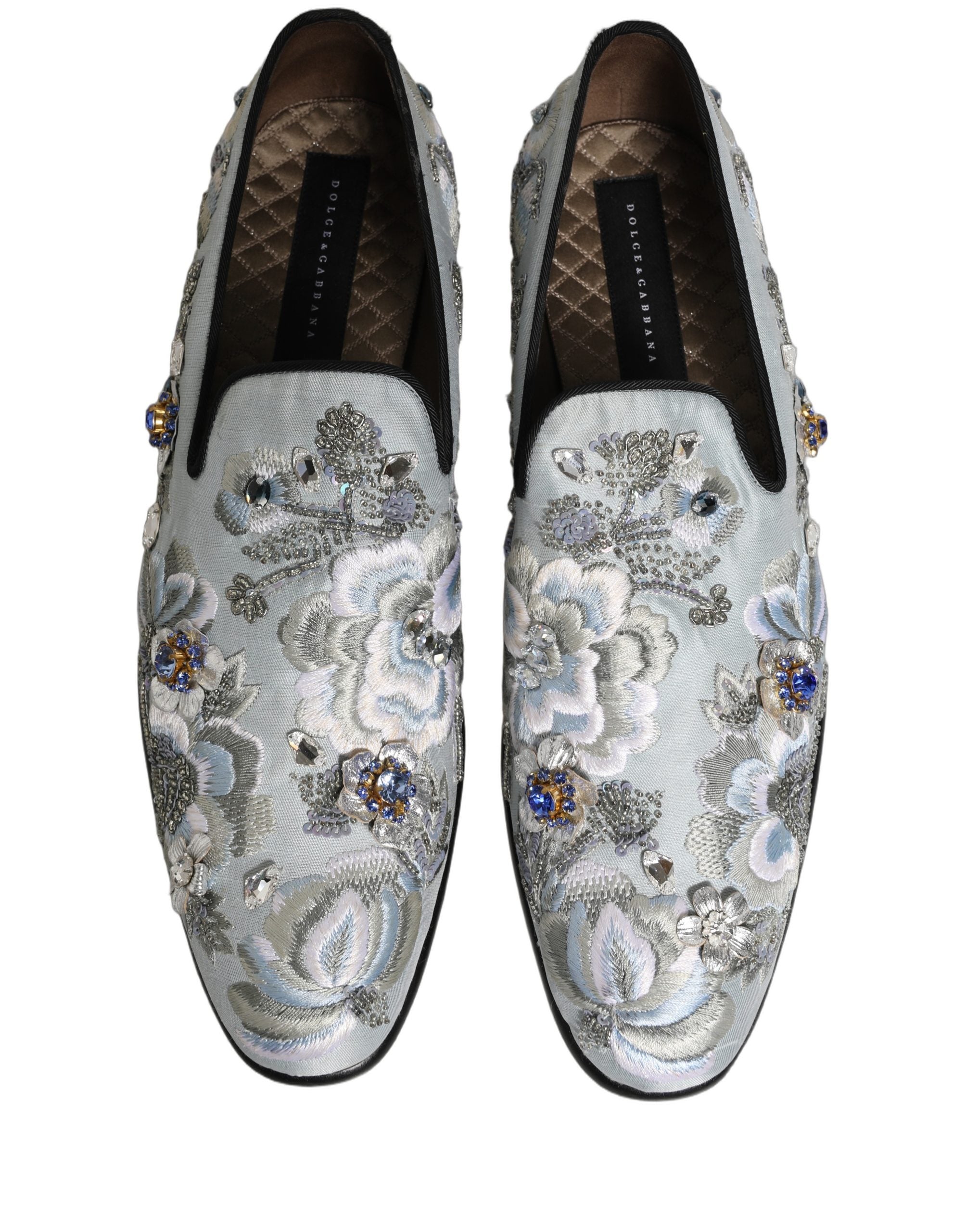 Dolce & Gabbana White Floral Embellished Men Loafers Men's Shoes
