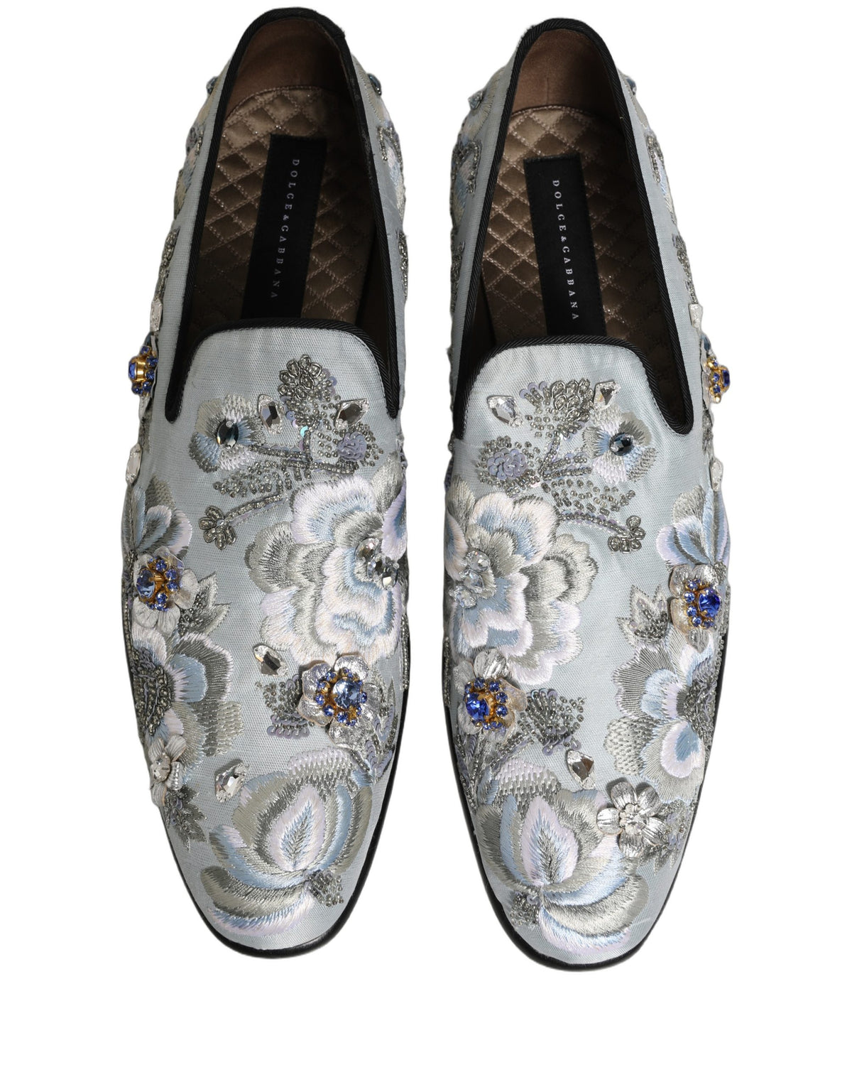 Dolce & Gabbana White Floral Embellished Men Loafers Men's Shoes