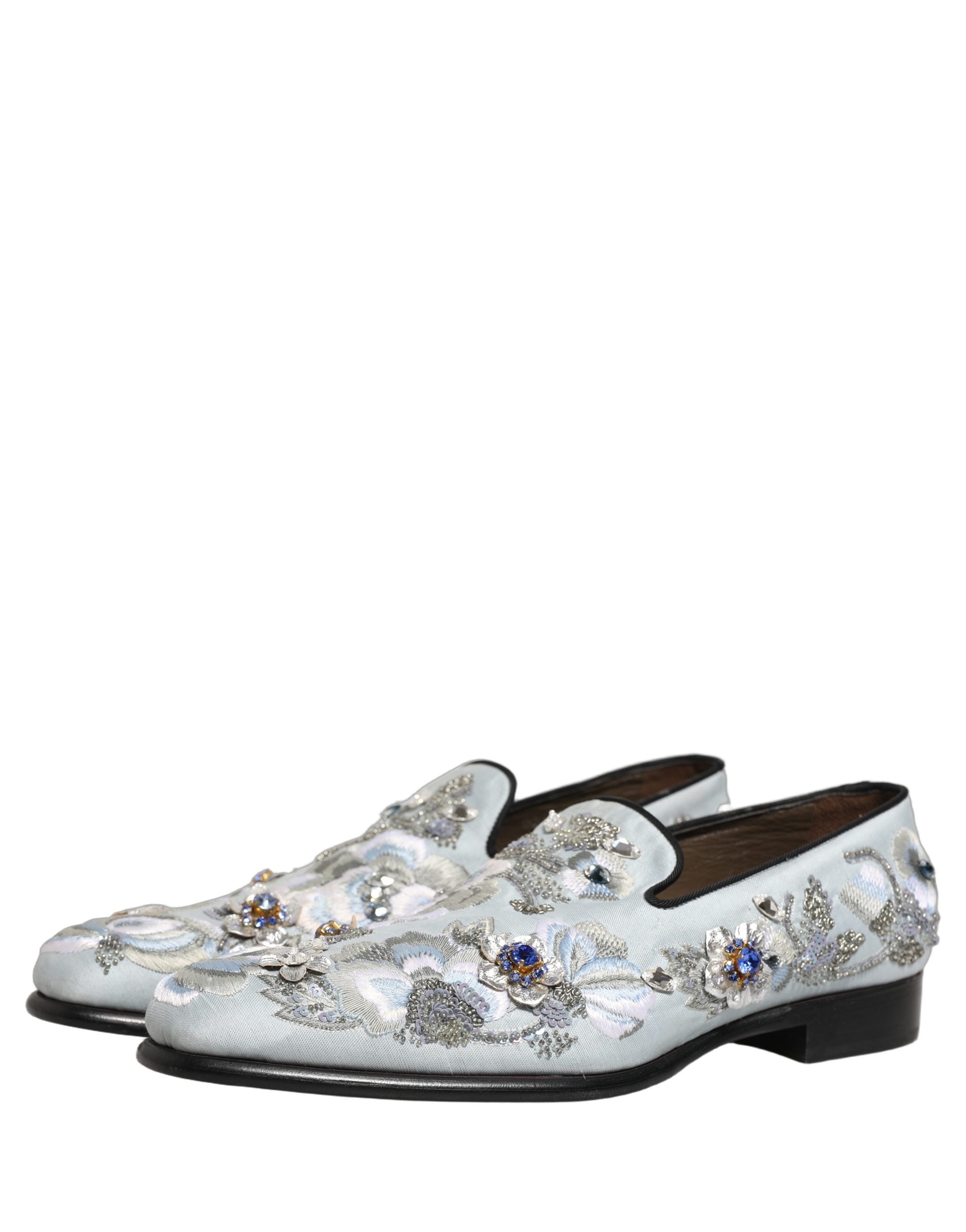 Dolce & Gabbana White Floral Embellished Men Loafers Men's Shoes
