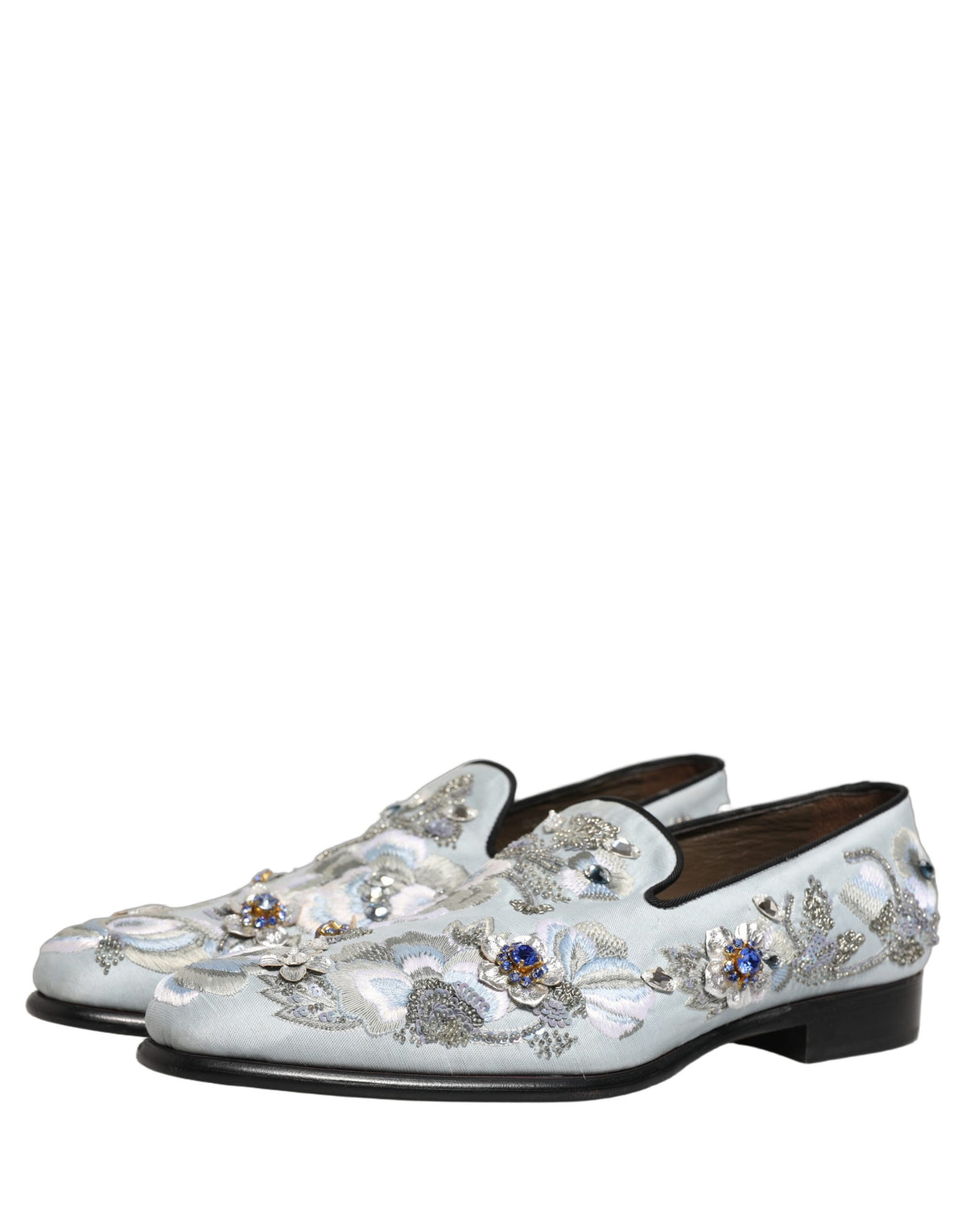 Dolce & Gabbana White Floral Embellished Men Loafers Men's Shoes