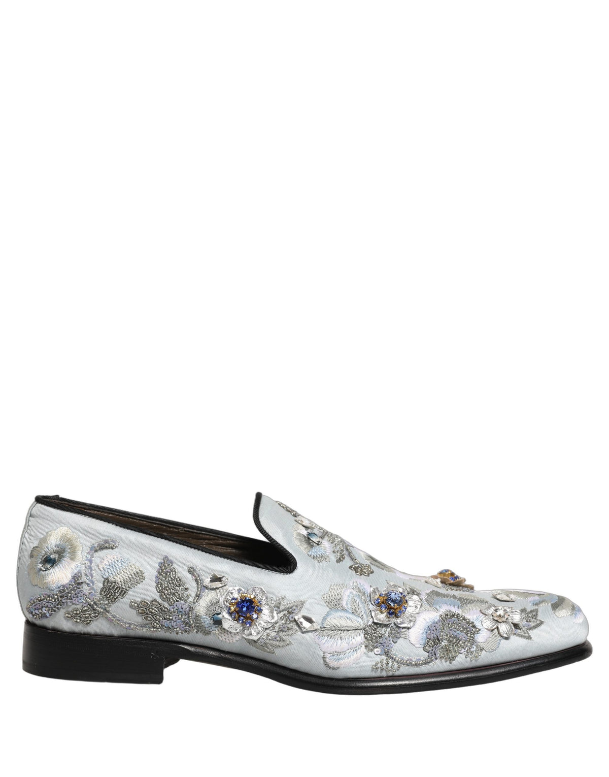 Dolce & Gabbana White Floral Embellished Men Loafers Men's Shoes