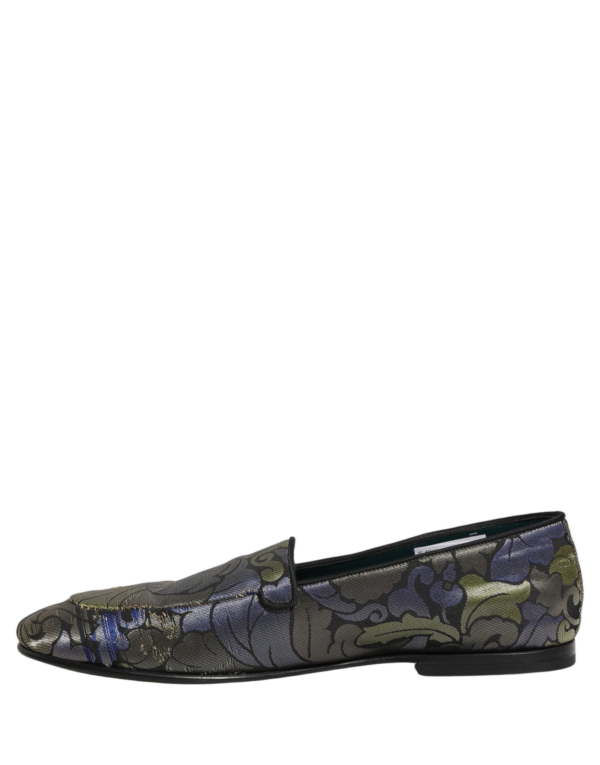 Dolce & Gabbana Multicolor Floral Jacquard Men Loafers Men's Shoes