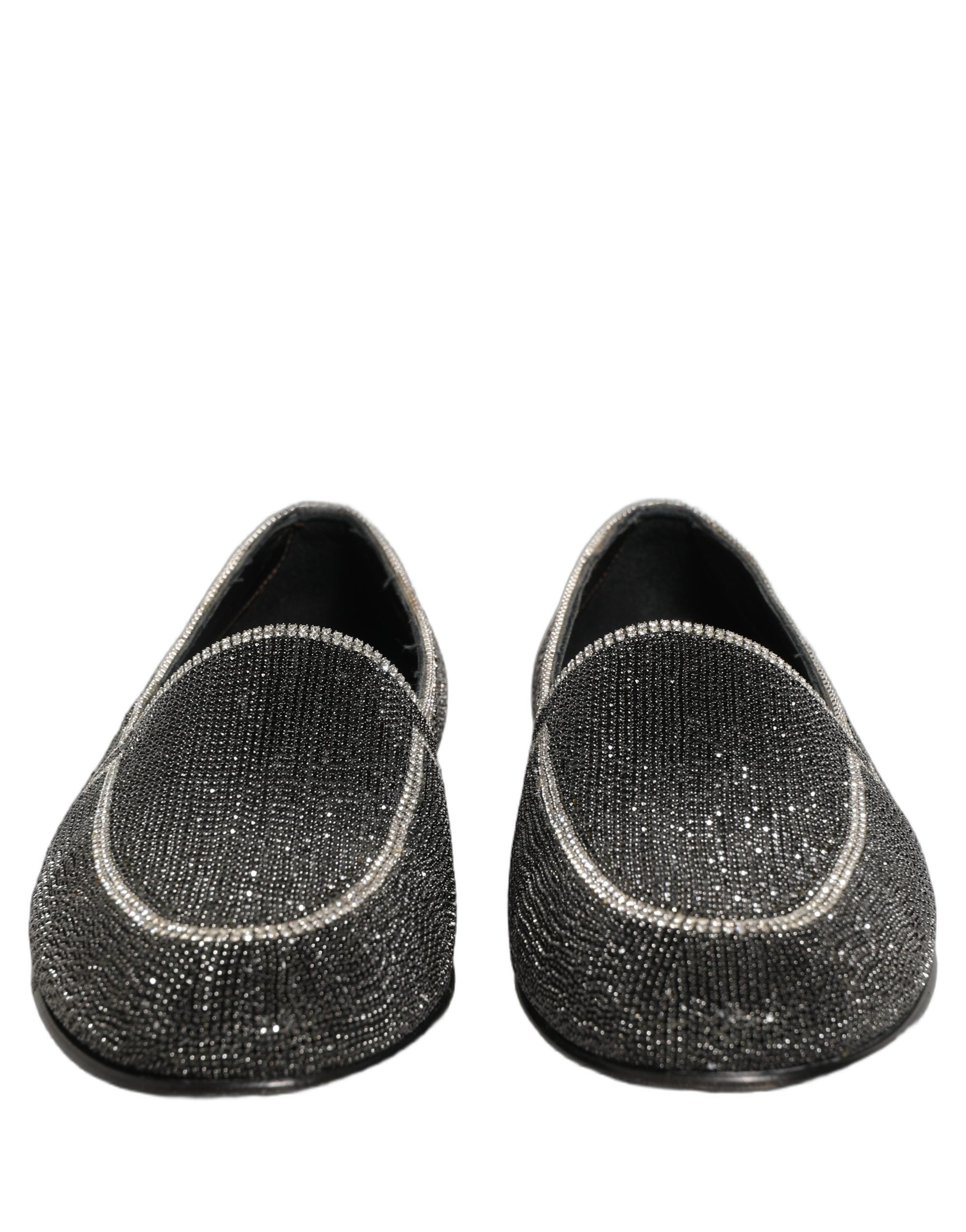 Dolce & Gabbana Black Crystal Embellished Men Loafers Men's Shoes