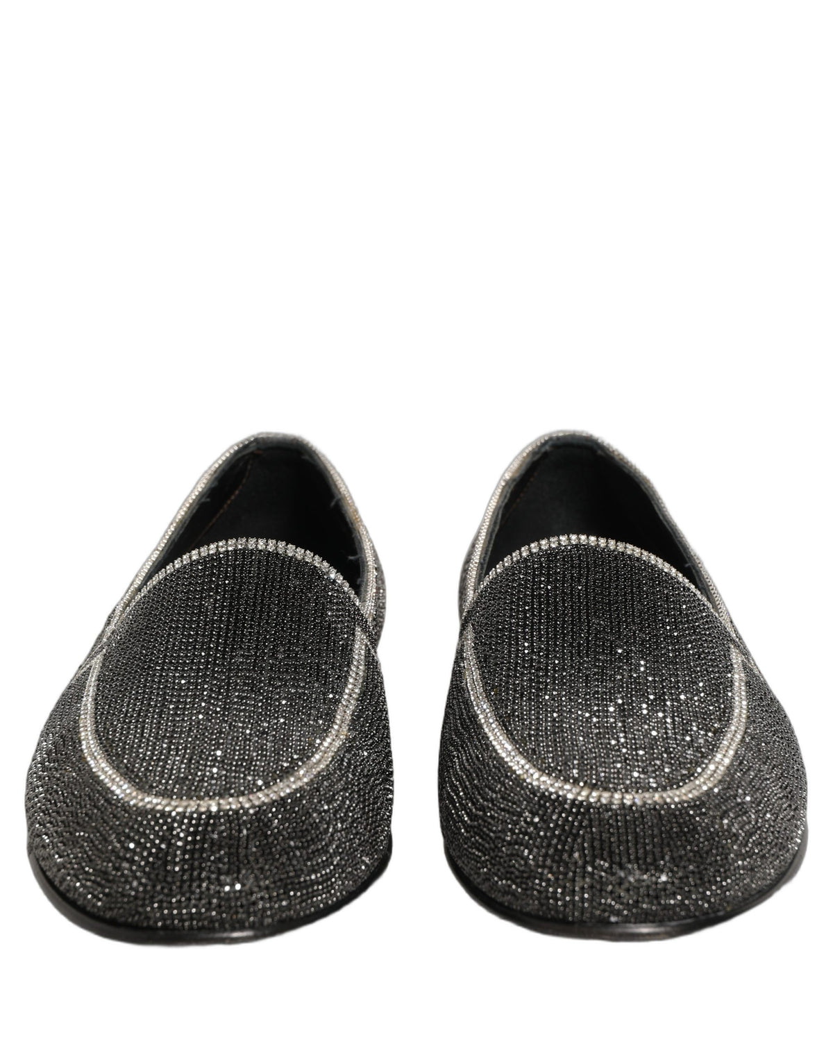 Dolce & Gabbana Black Crystal Embellished Men Loafers Men's Shoes