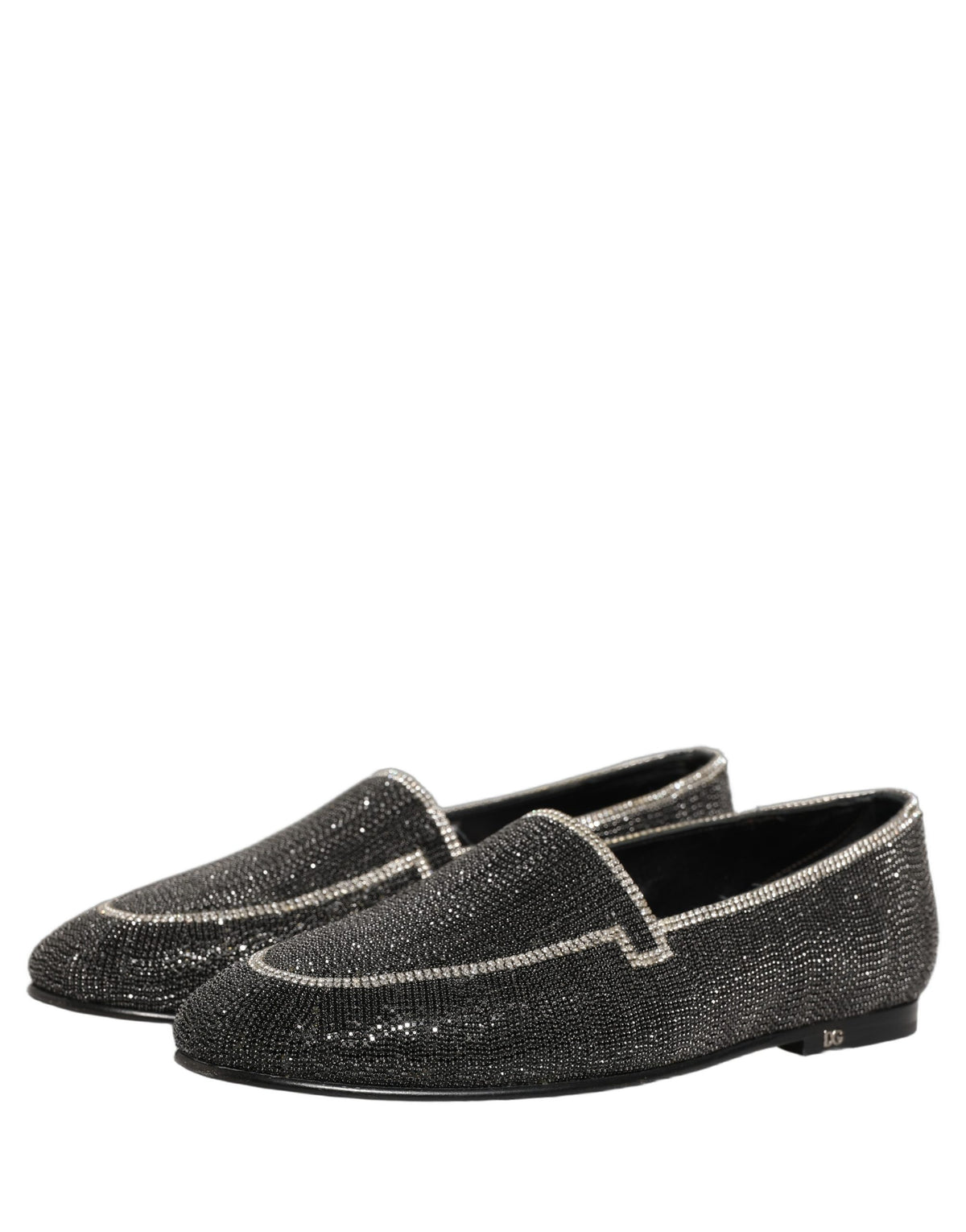 Dolce & Gabbana Black Crystal Embellished Men Loafers Men's Shoes
