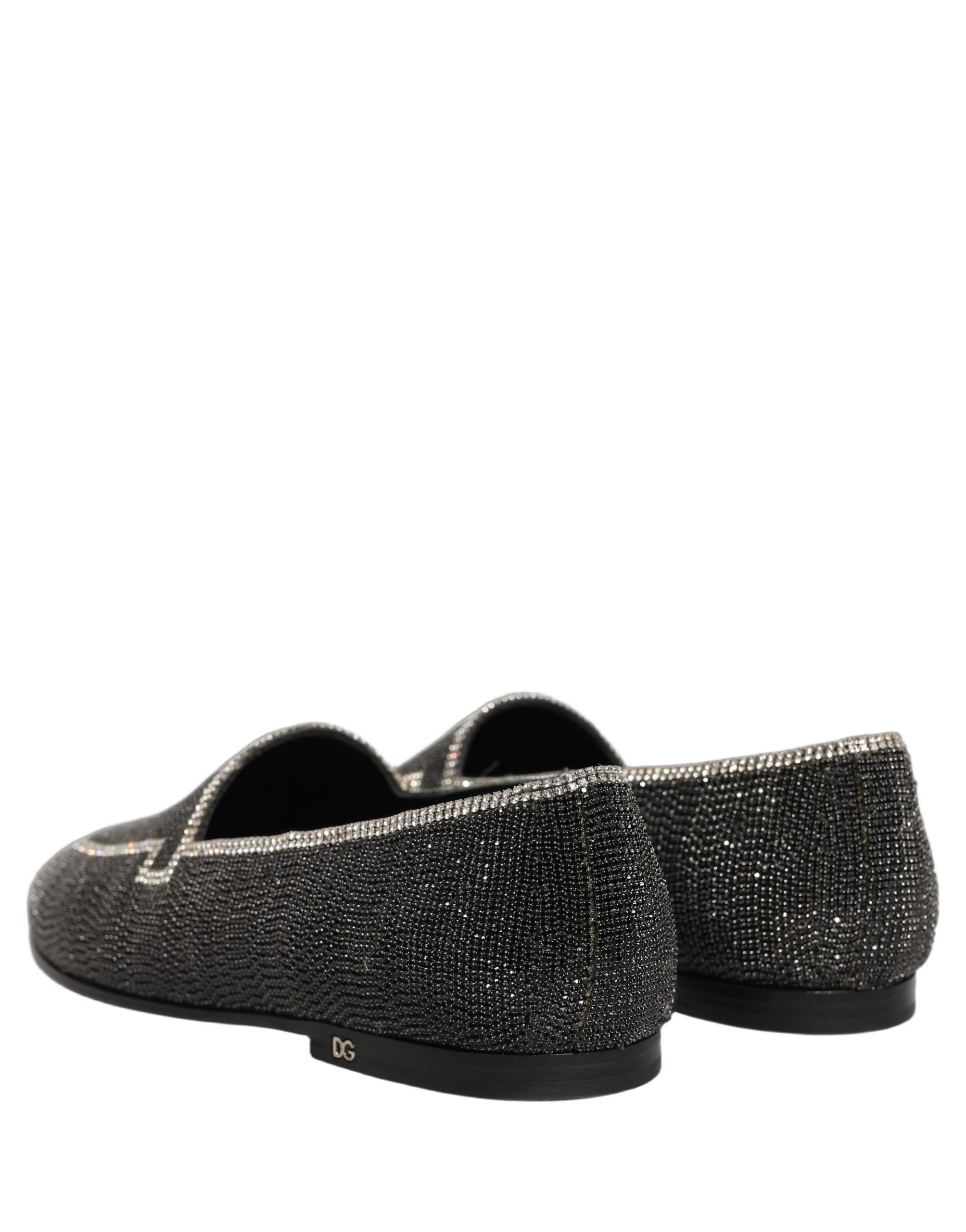 Dolce & Gabbana Black Crystal Embellished Men Loafers Men's Shoes