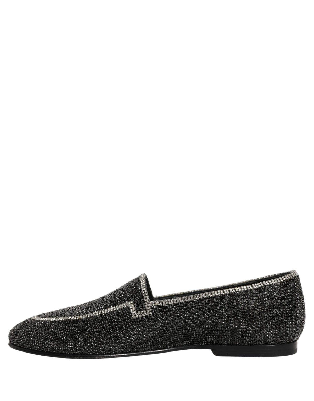 Dolce & Gabbana Black Crystal Embellished Men Loafers Men's Shoes