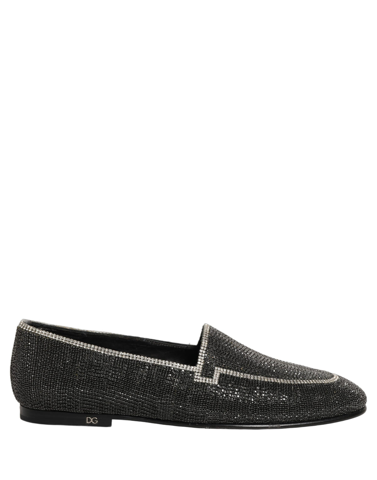 Dolce & Gabbana Black Crystal Embellished Men Loafers Men's Shoes