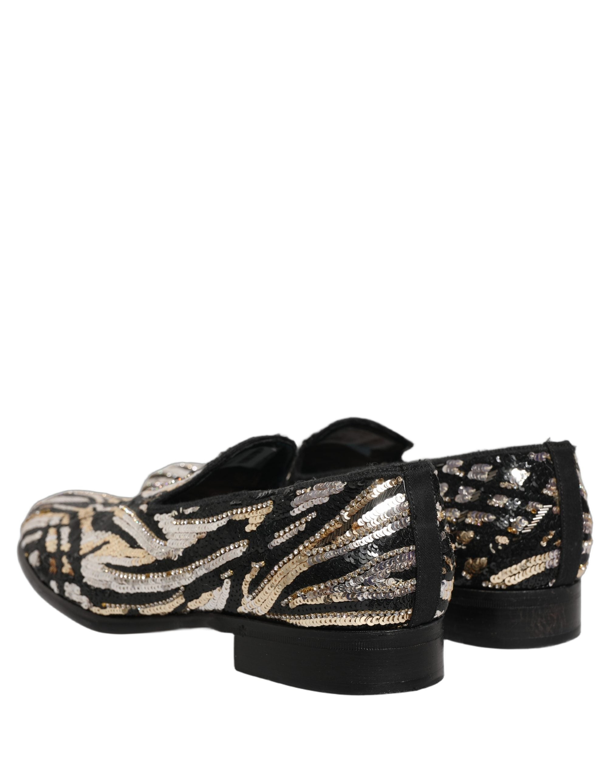 Dolce & Gabbana Gold Striped Sequin Embellished Loafer Men's Shoes (Pre-Owned)