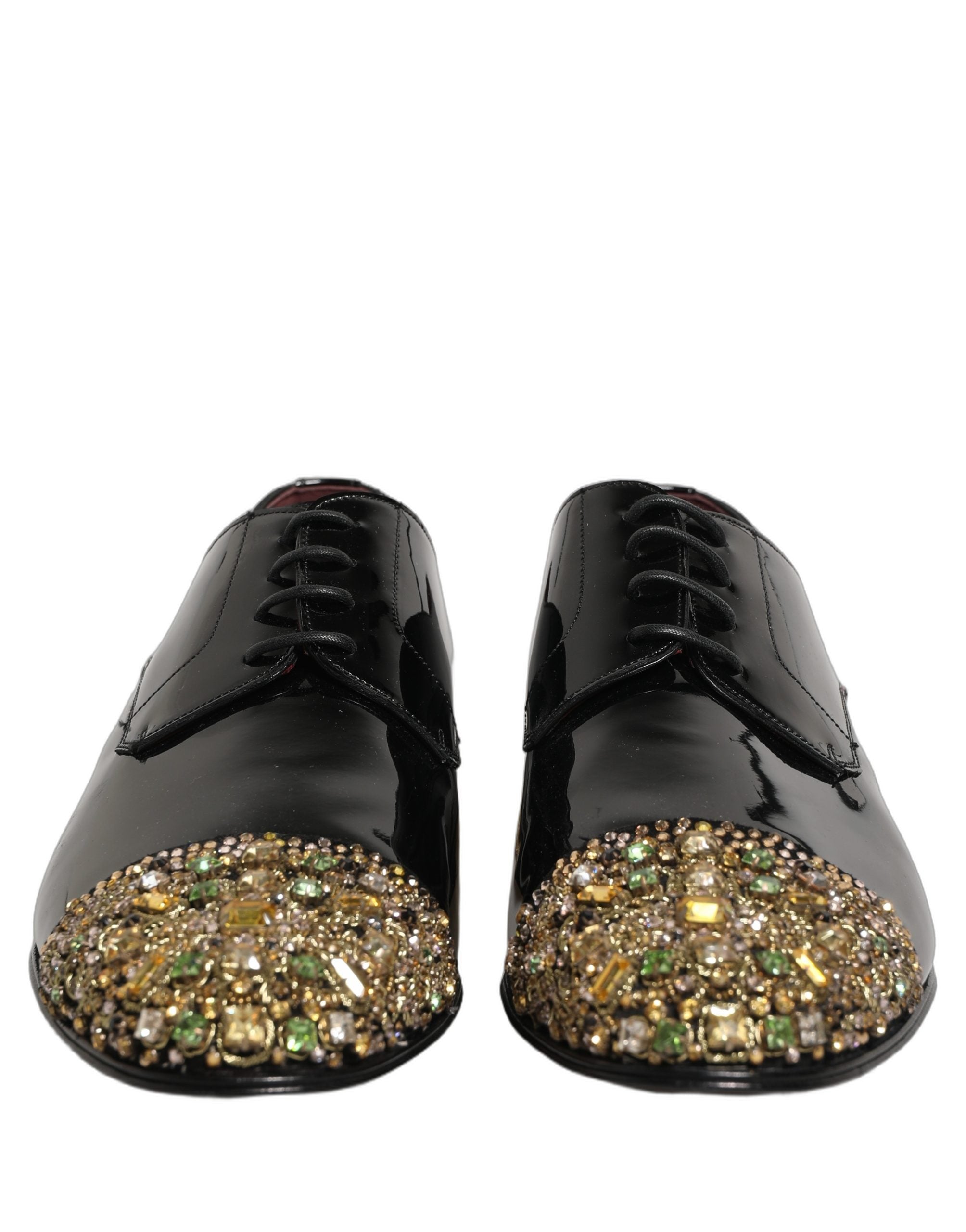 Dolce & Gabbana Black Embellished Men Derby Dress Formal Men's Shoes