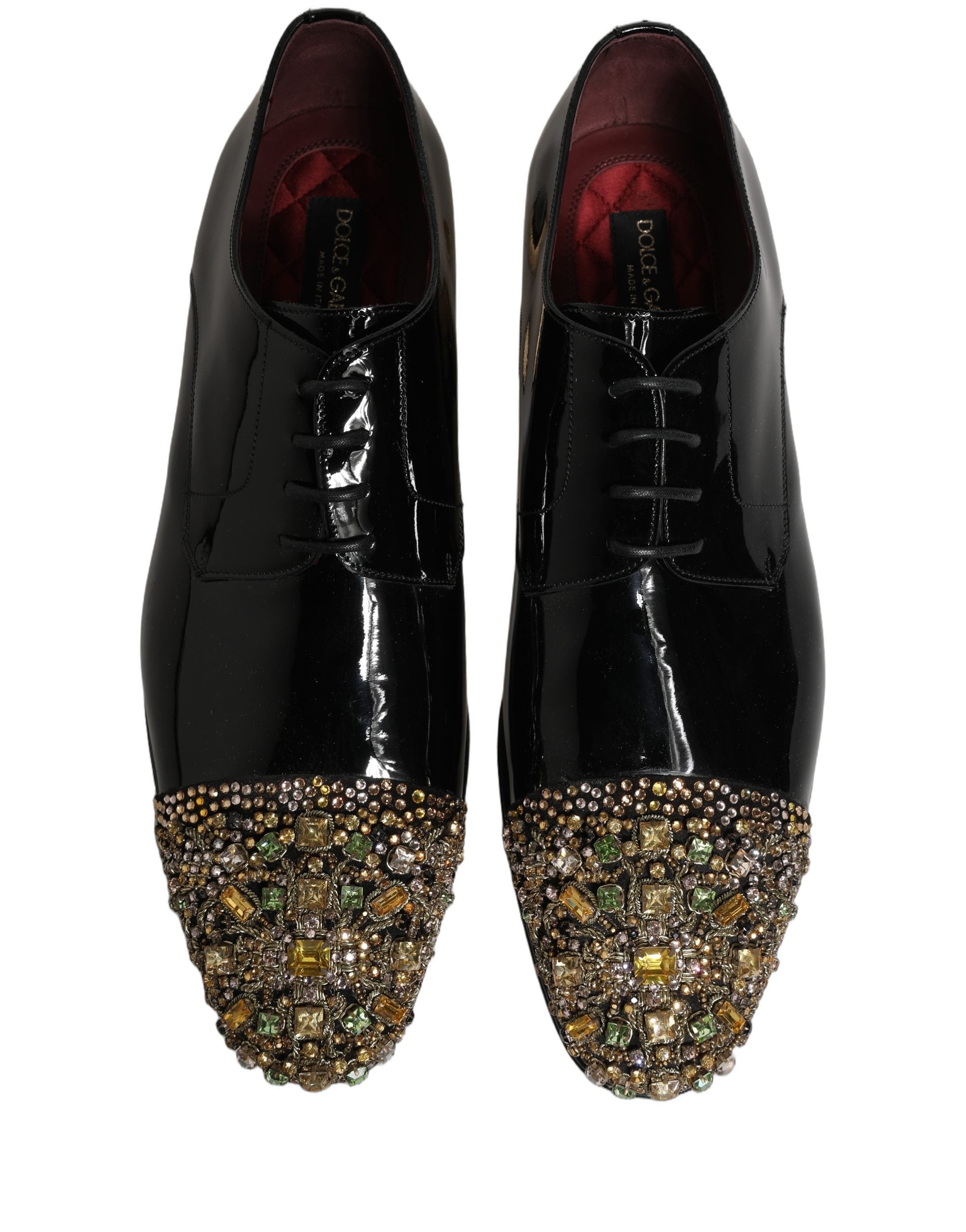 Dolce & Gabbana Black Embellished Men Derby Dress Formal Men's Shoes