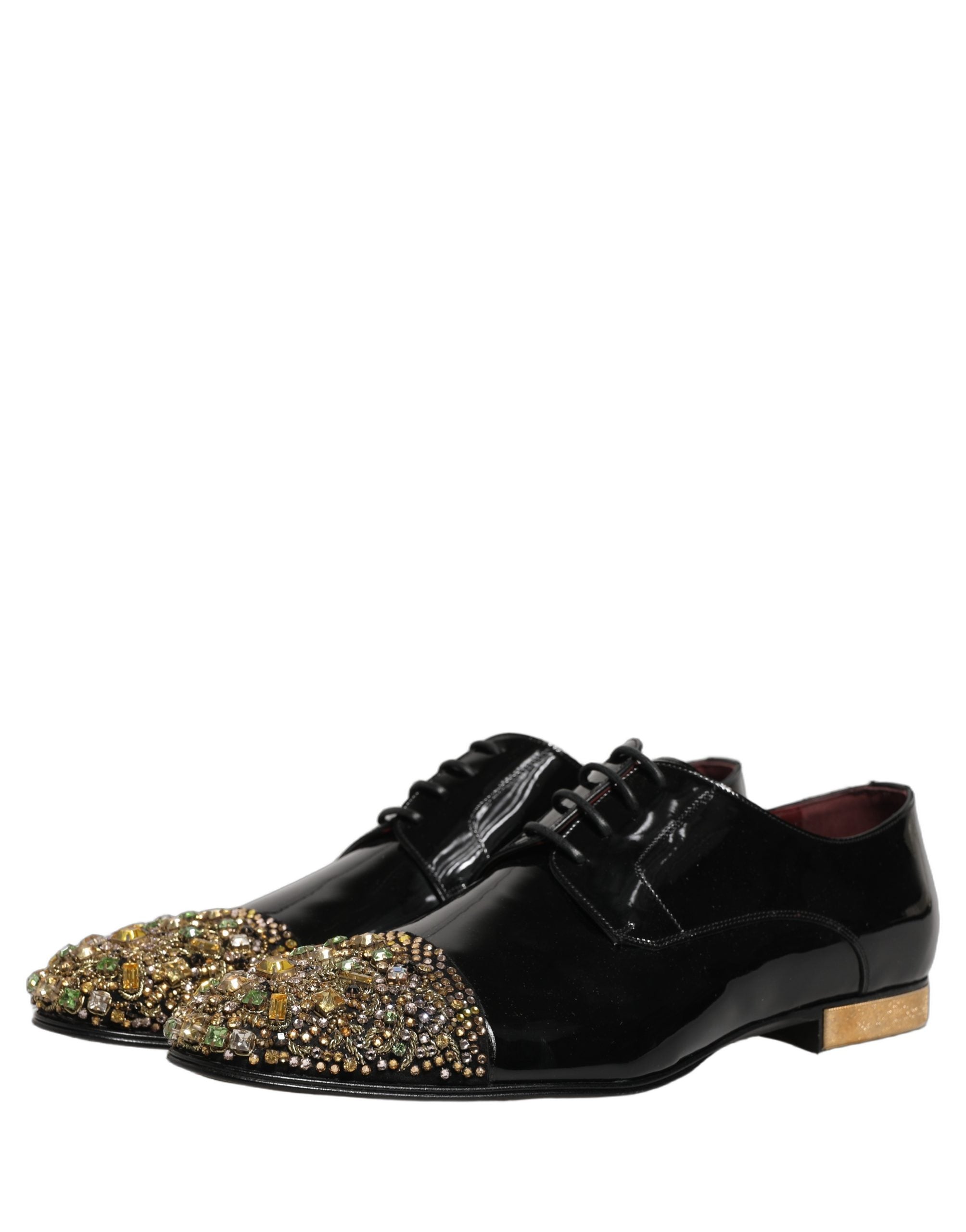 Dolce & Gabbana Black Embellished Men Derby Dress Formal Men's Shoes