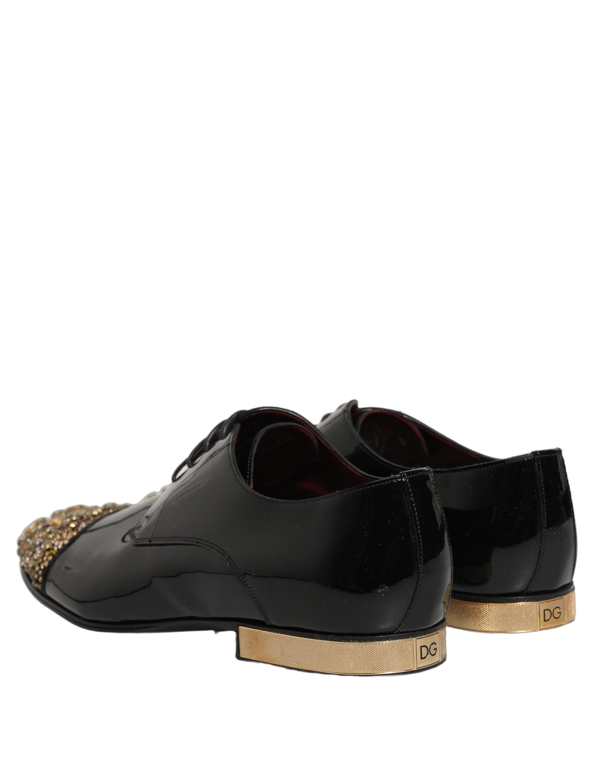 Dolce & Gabbana Black Embellished Men Derby Dress Formal Men's Shoes