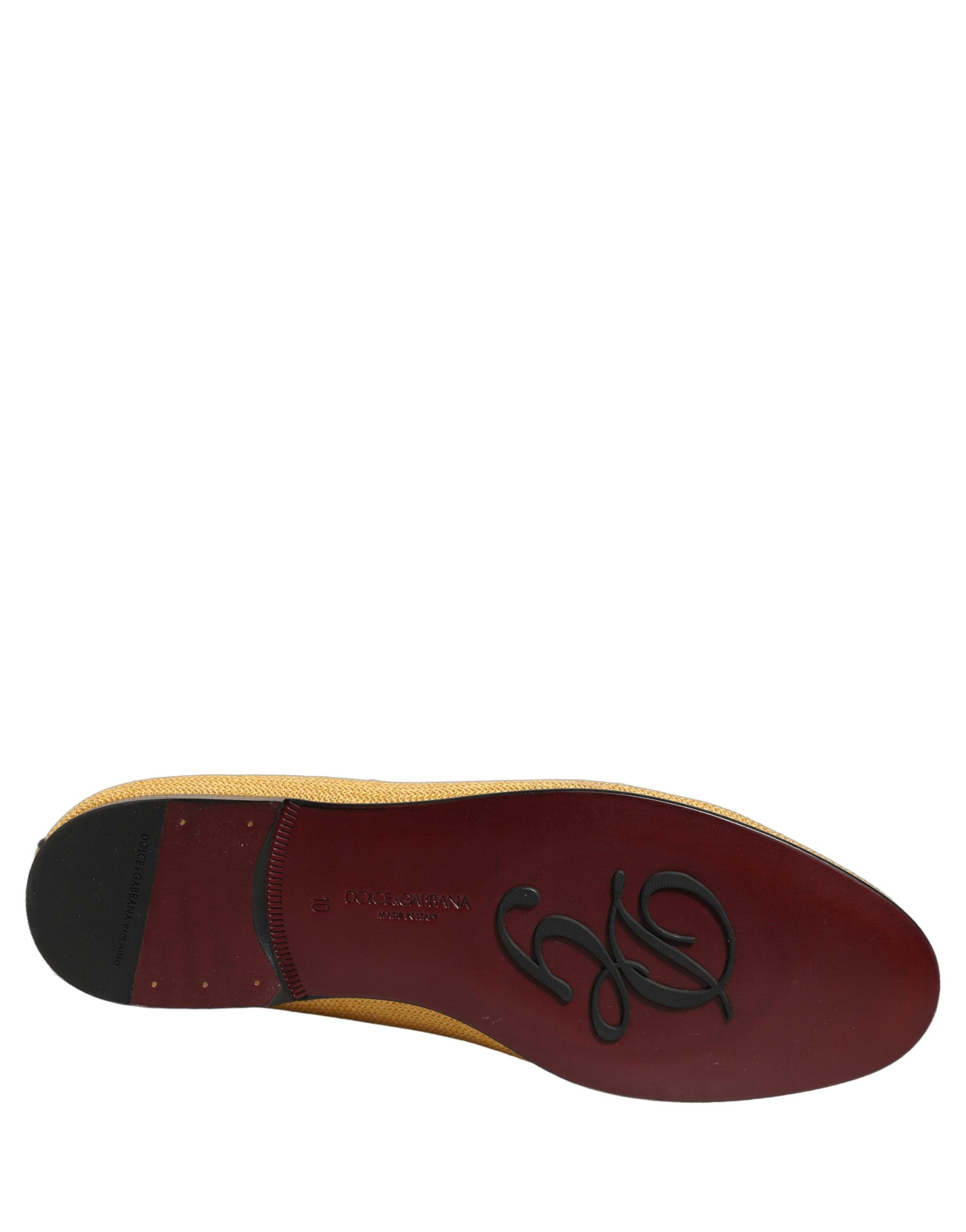 Dolce & Gabbana Yellow Woven Men Slip On Dress Loafers Men's Shoes