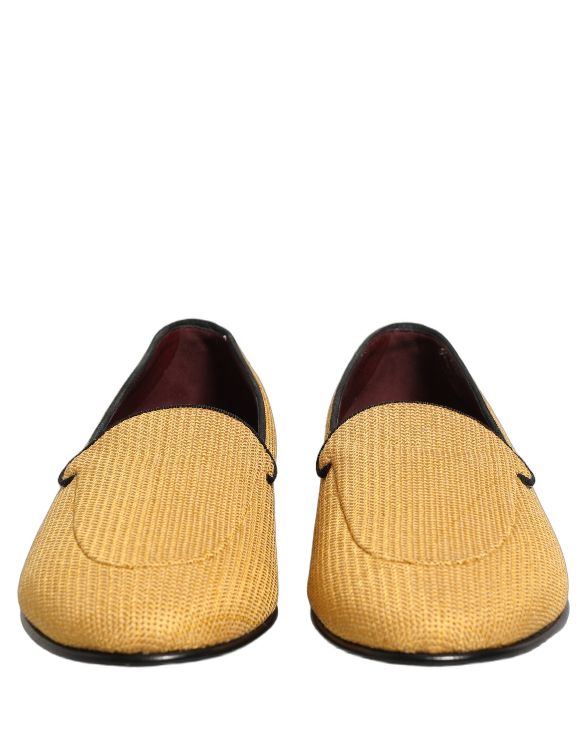Dolce & Gabbana Yellow Woven Men Slip On Dress Loafers Men's Shoes