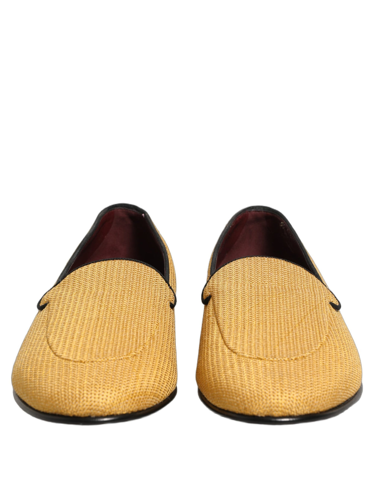 Dolce & Gabbana Yellow Woven Men Slip On Dress Loafers Men's Shoes