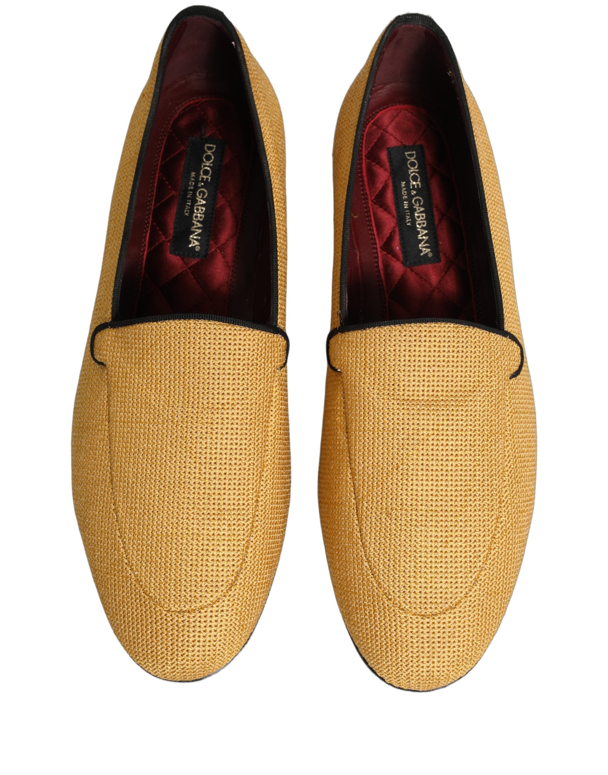 Dolce & Gabbana Yellow Woven Men Slip On Dress Loafers Men's Shoes