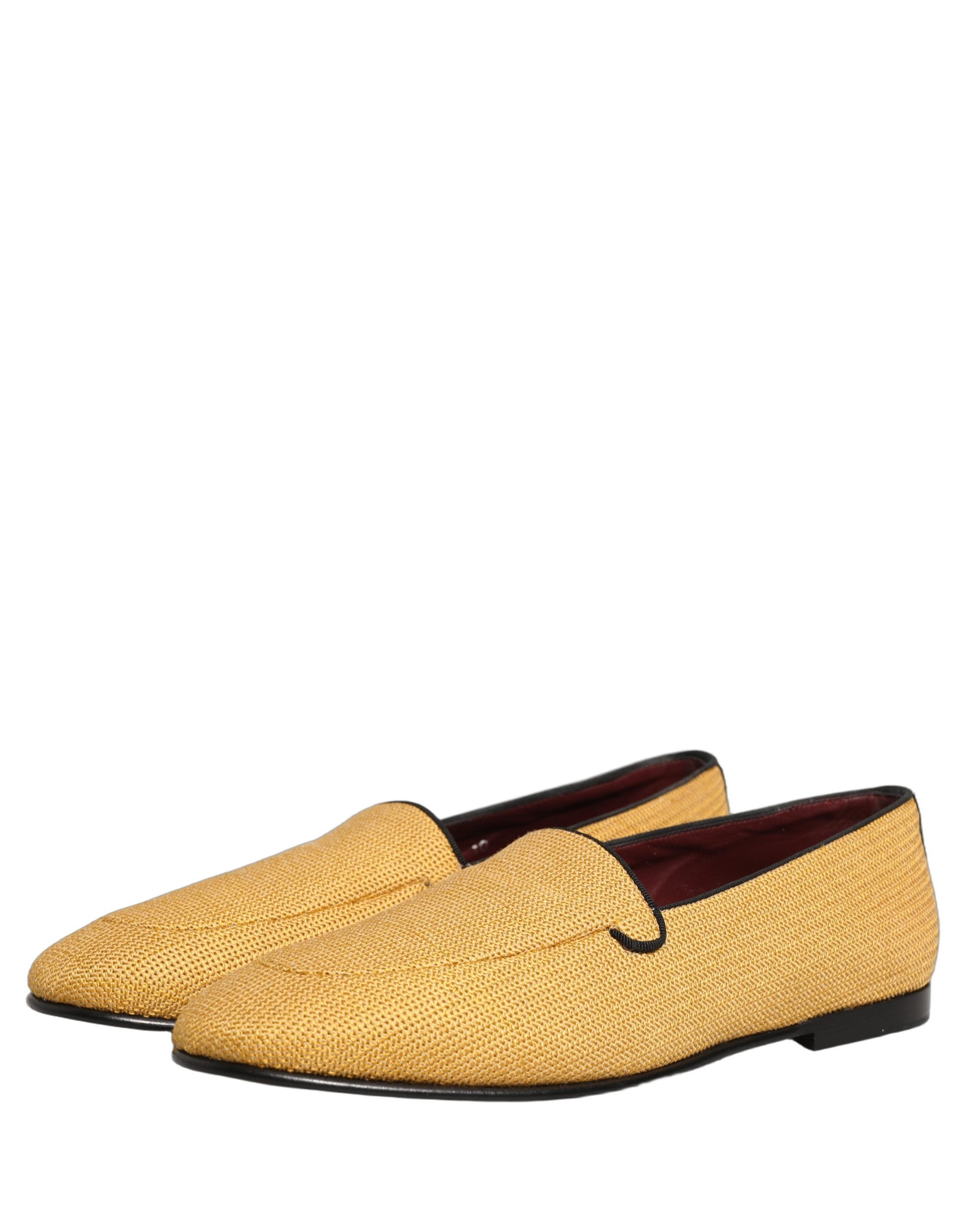 Dolce & Gabbana Yellow Woven Men Slip On Dress Loafers Men's Shoes