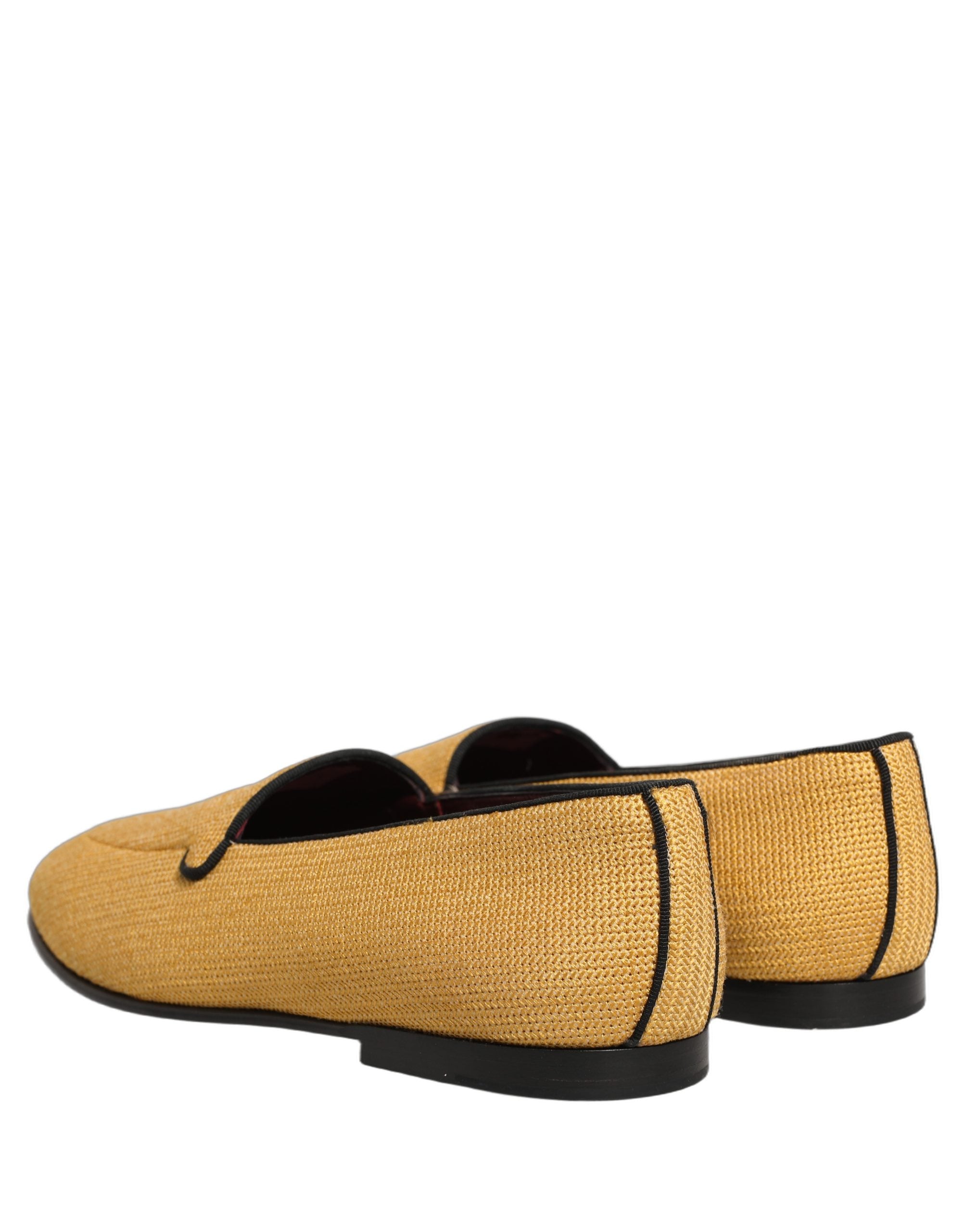 Dolce & Gabbana Yellow Woven Men Slip On Dress Loafers Men's Shoes