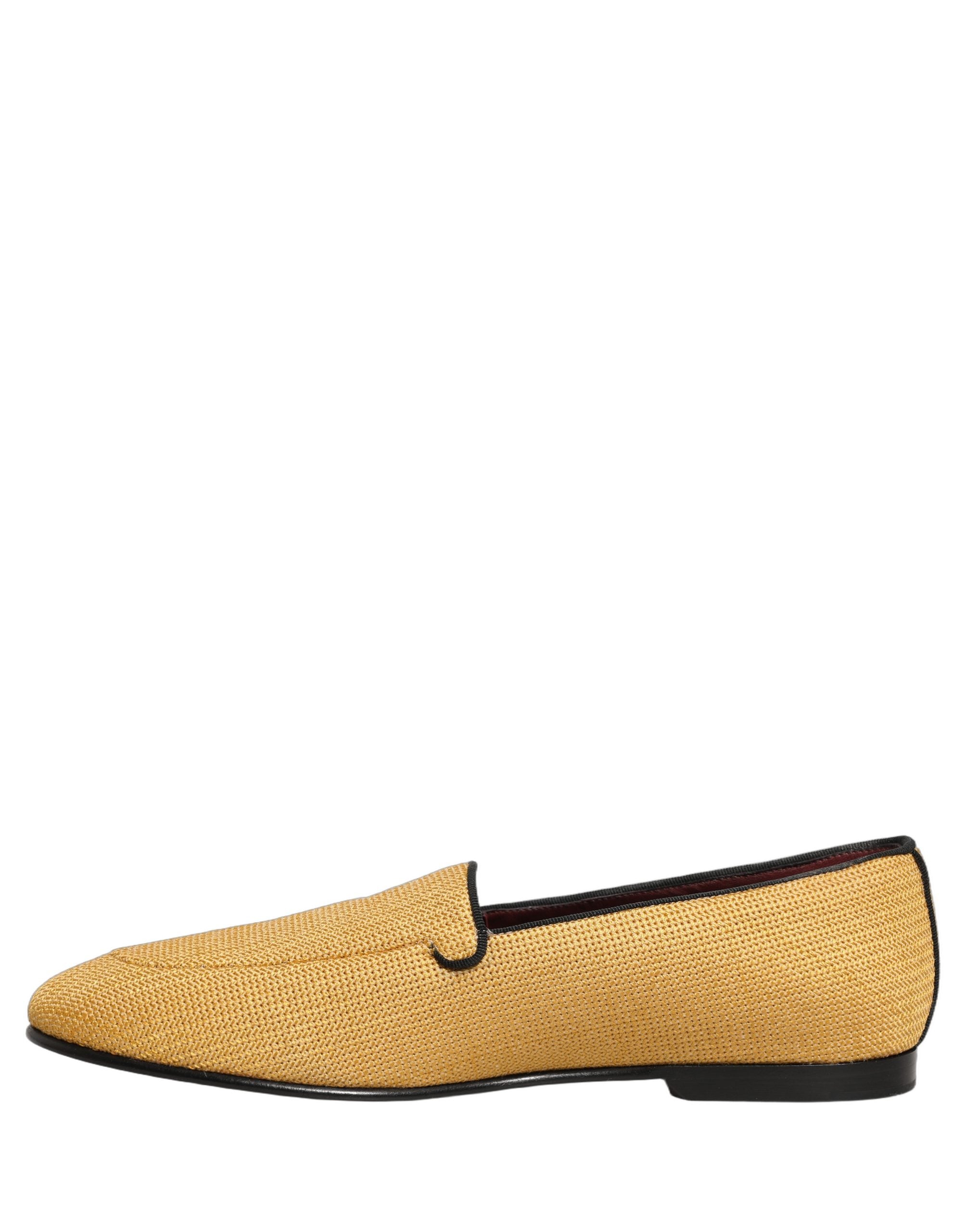 Dolce & Gabbana Yellow Woven Men Slip On Dress Loafers Men's Shoes