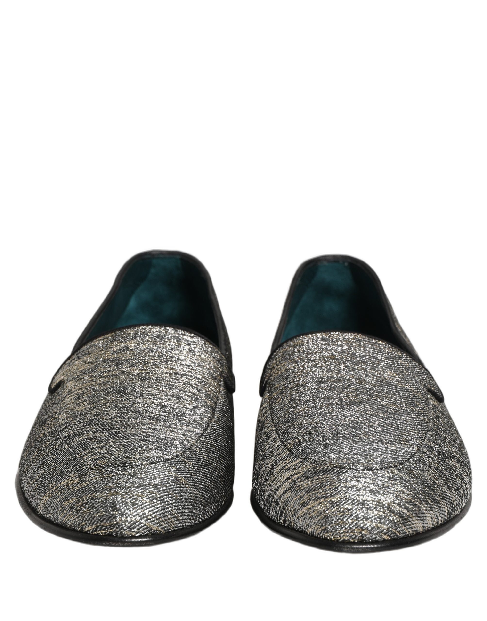 Dolce & Gabbana Gray Lurex Glitter Men Dress Loafers Men's Shoes