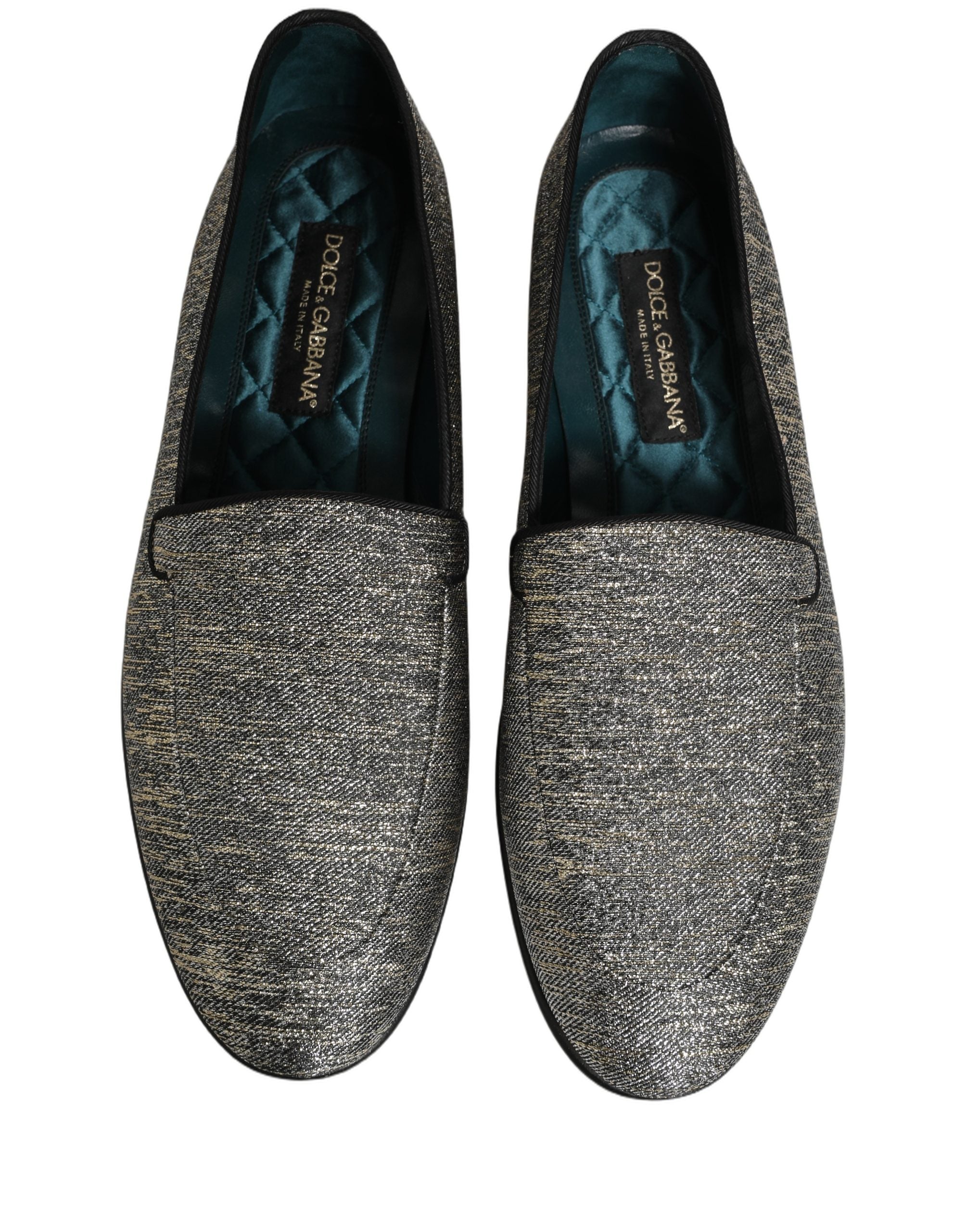 Dolce & Gabbana Gray Lurex Glitter Men Dress Loafers Men's Shoes