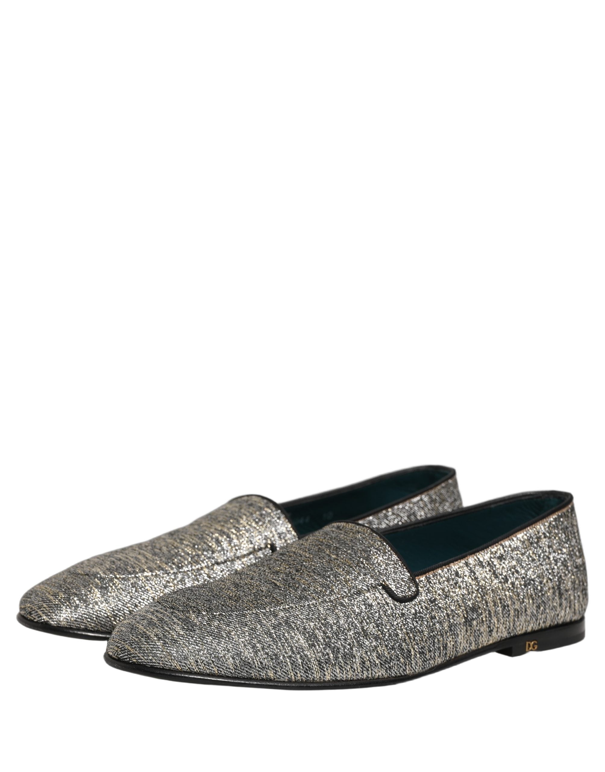 Dolce & Gabbana Gray Lurex Glitter Men Dress Loafers Men's Shoes