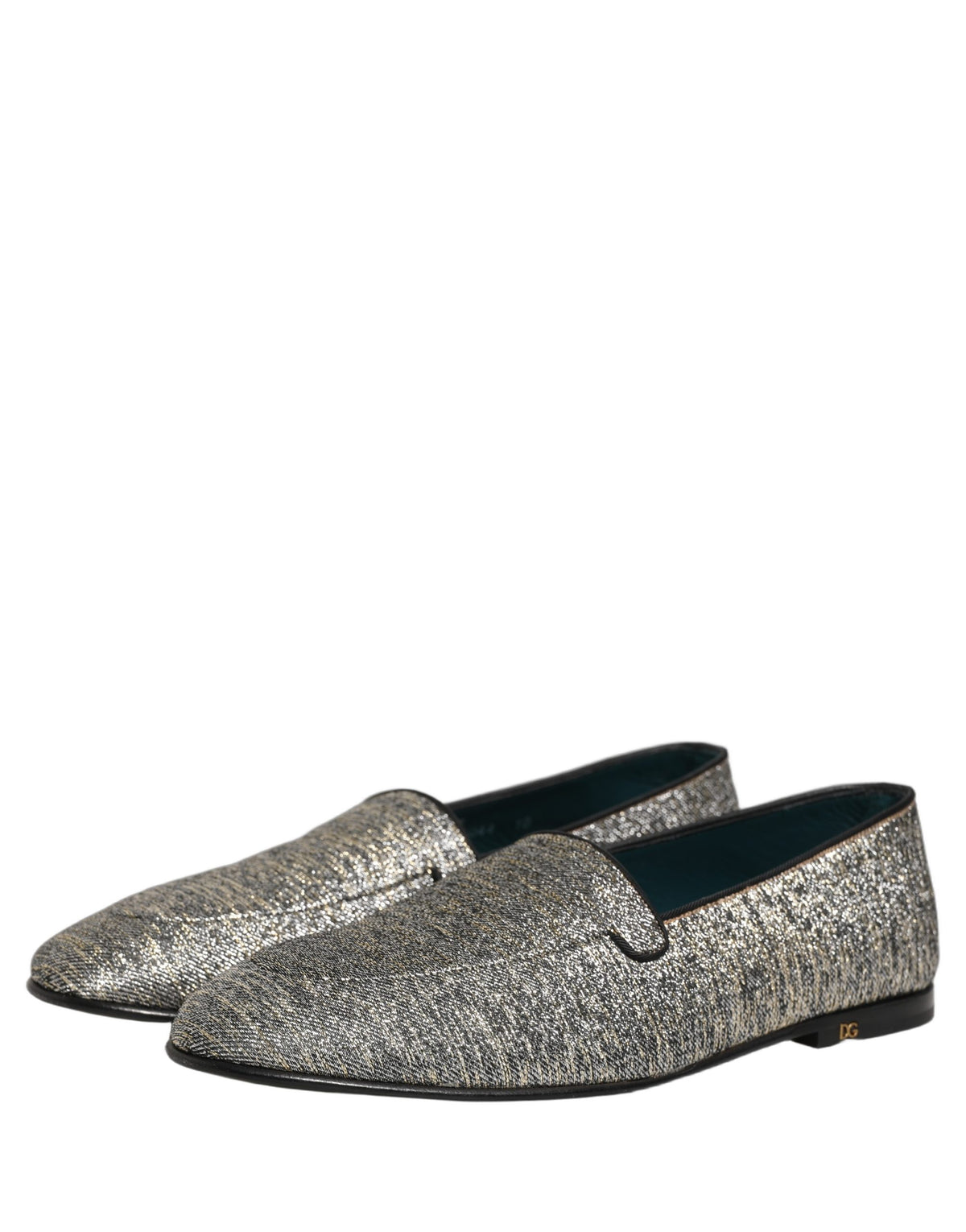 Dolce & Gabbana Gray Lurex Glitter Men Dress Loafers Men's Shoes