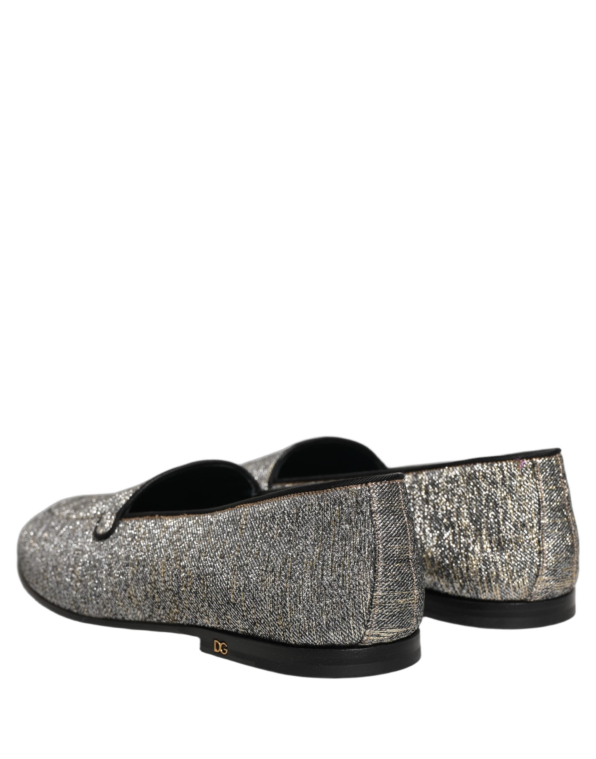 Dolce & Gabbana Gray Lurex Glitter Men Dress Loafers Men's Shoes