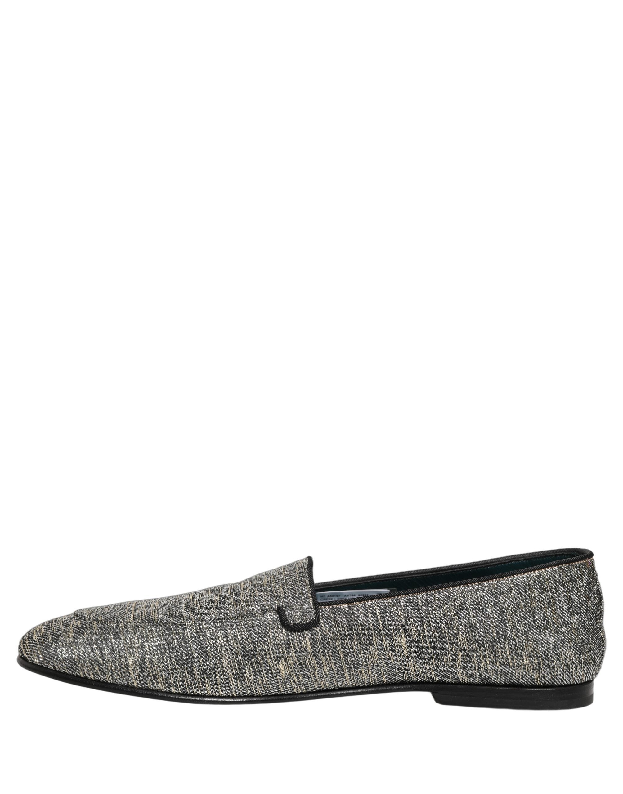 Dolce & Gabbana Gray Lurex Glitter Men Dress Loafers Men's Shoes