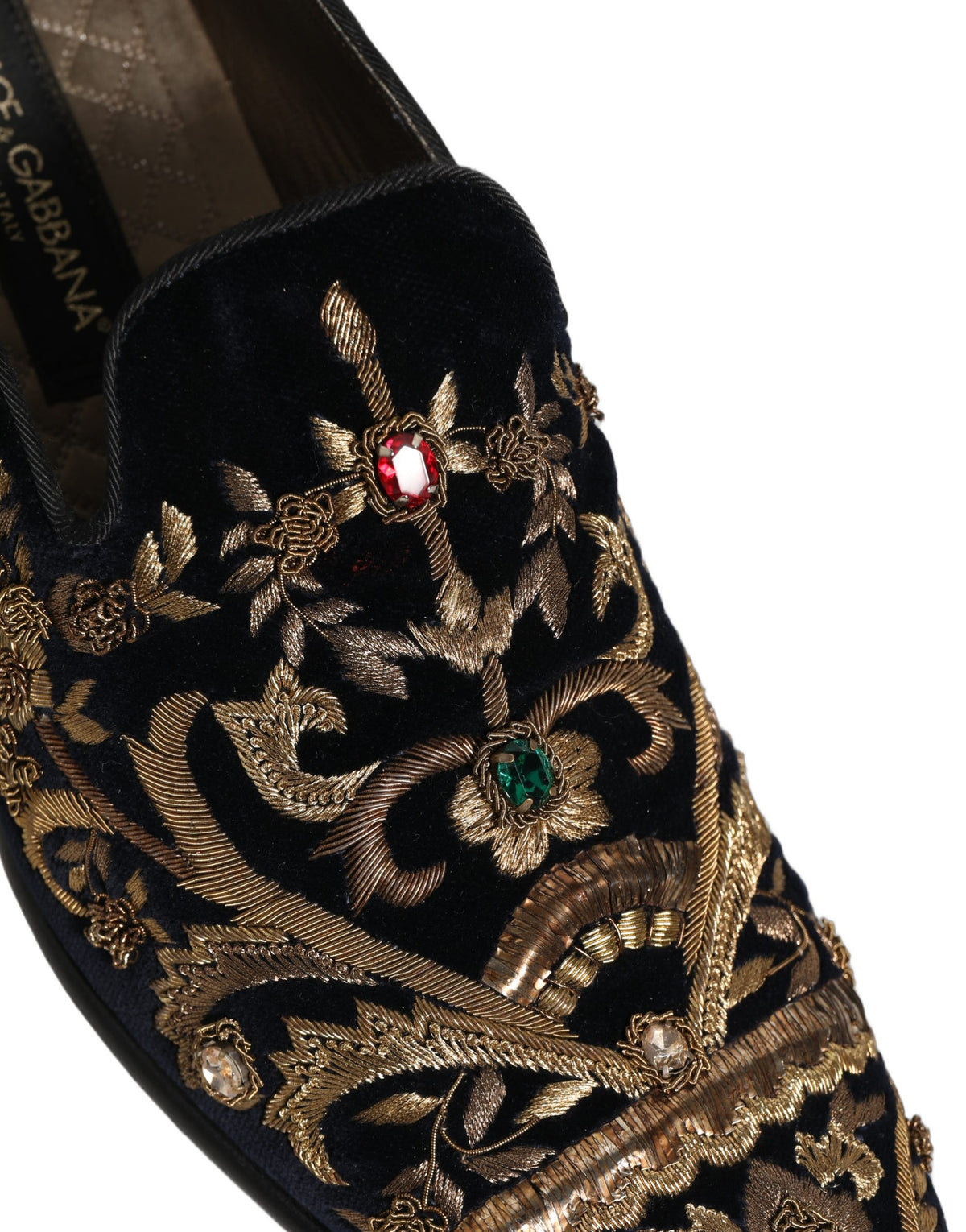 Dolce & Gabbana Black Velvet Embellished Dress Loafers Men's Shoes (Pre-Owned)