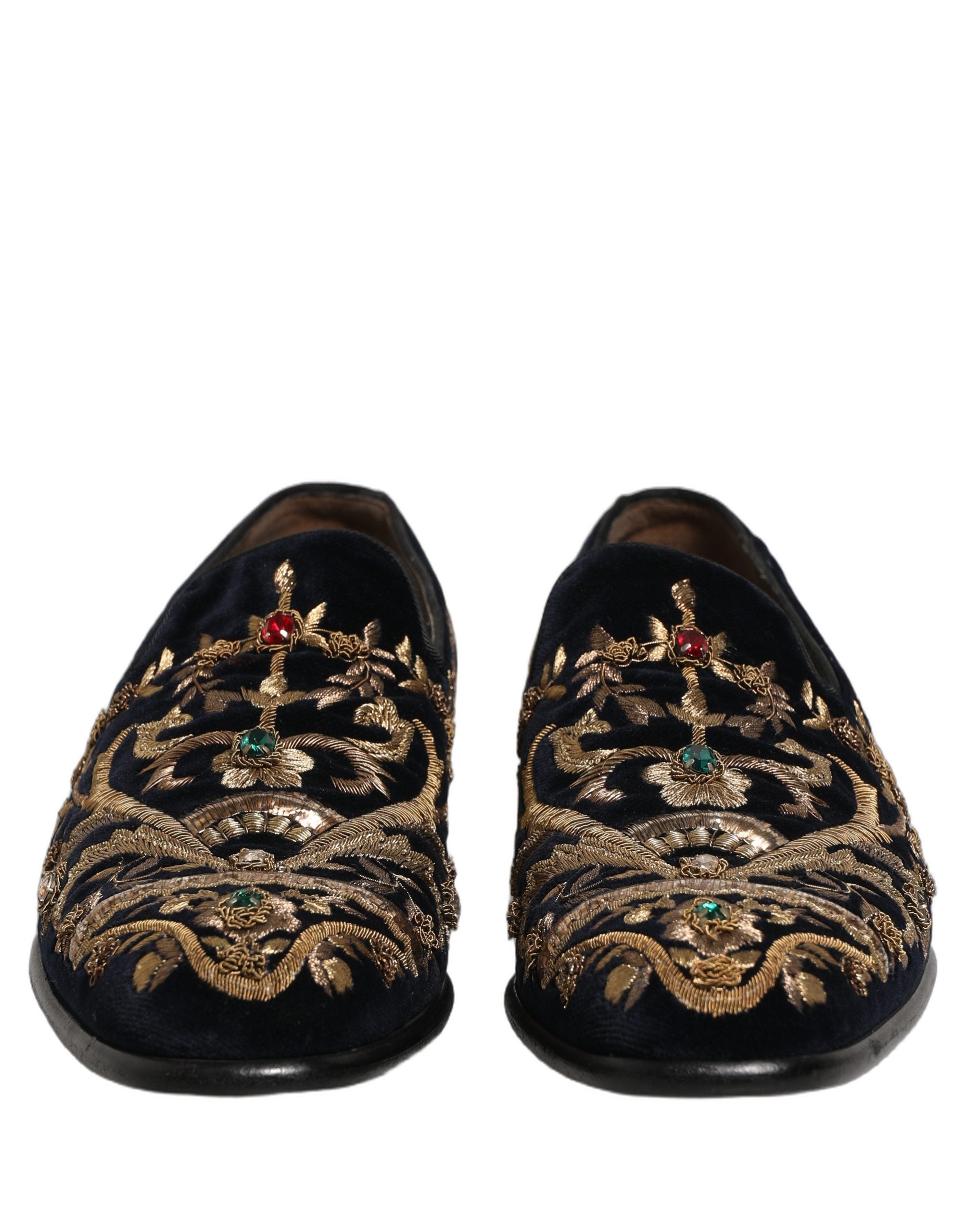 Dolce & Gabbana Black Velvet Embellished Dress Loafers Men's Shoes (Pre-Owned)