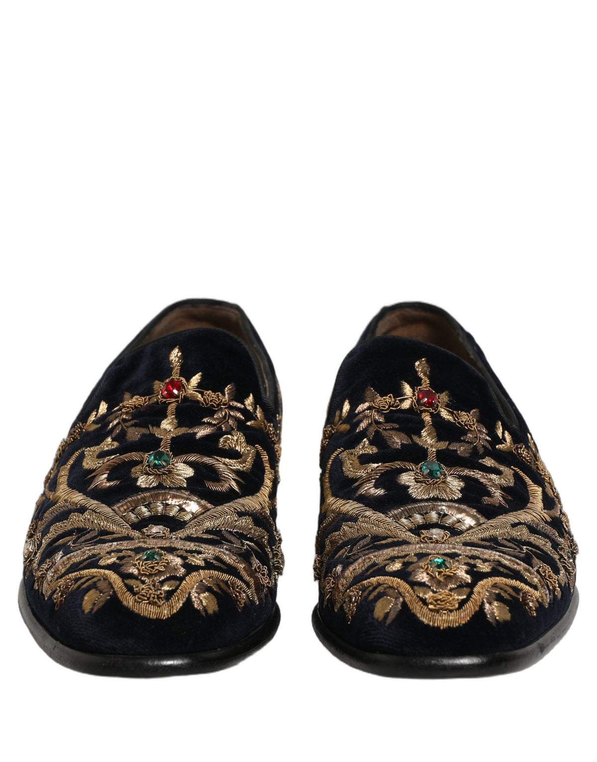 Dolce & Gabbana Black Velvet Embellished Dress Loafers Men's Shoes (Pre-Owned)