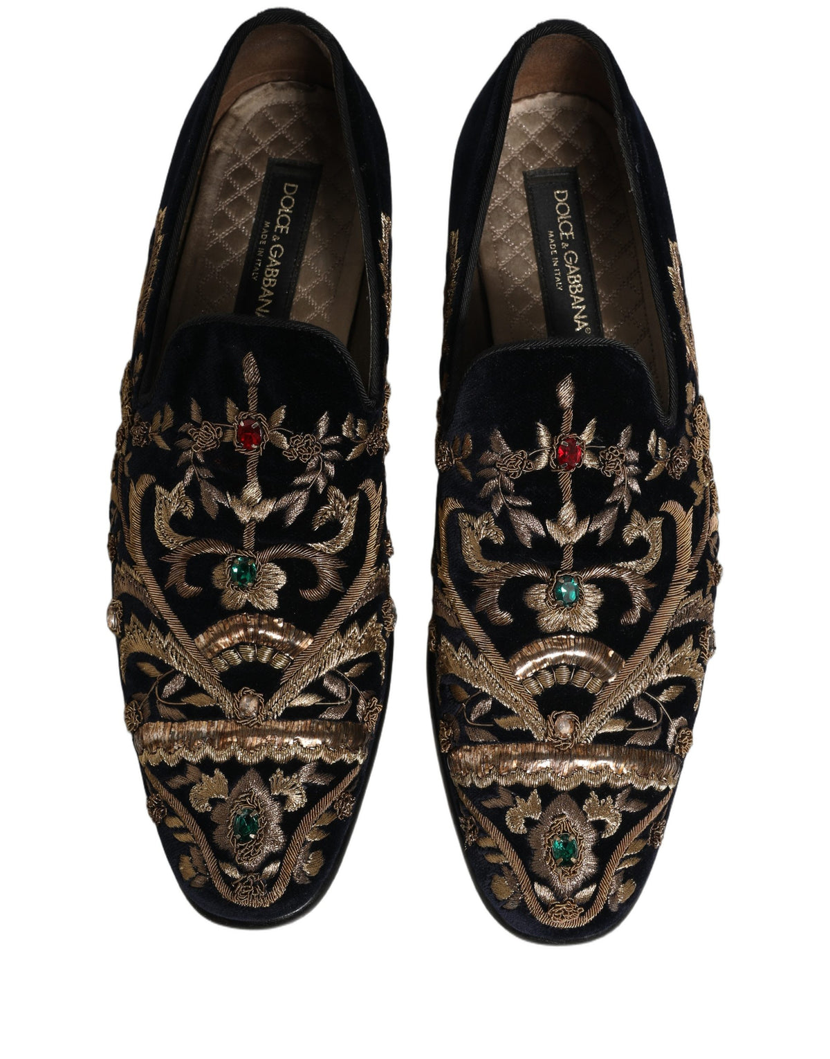 Dolce & Gabbana Black Velvet Embellished Dress Loafers Men's Shoes (Pre-Owned)