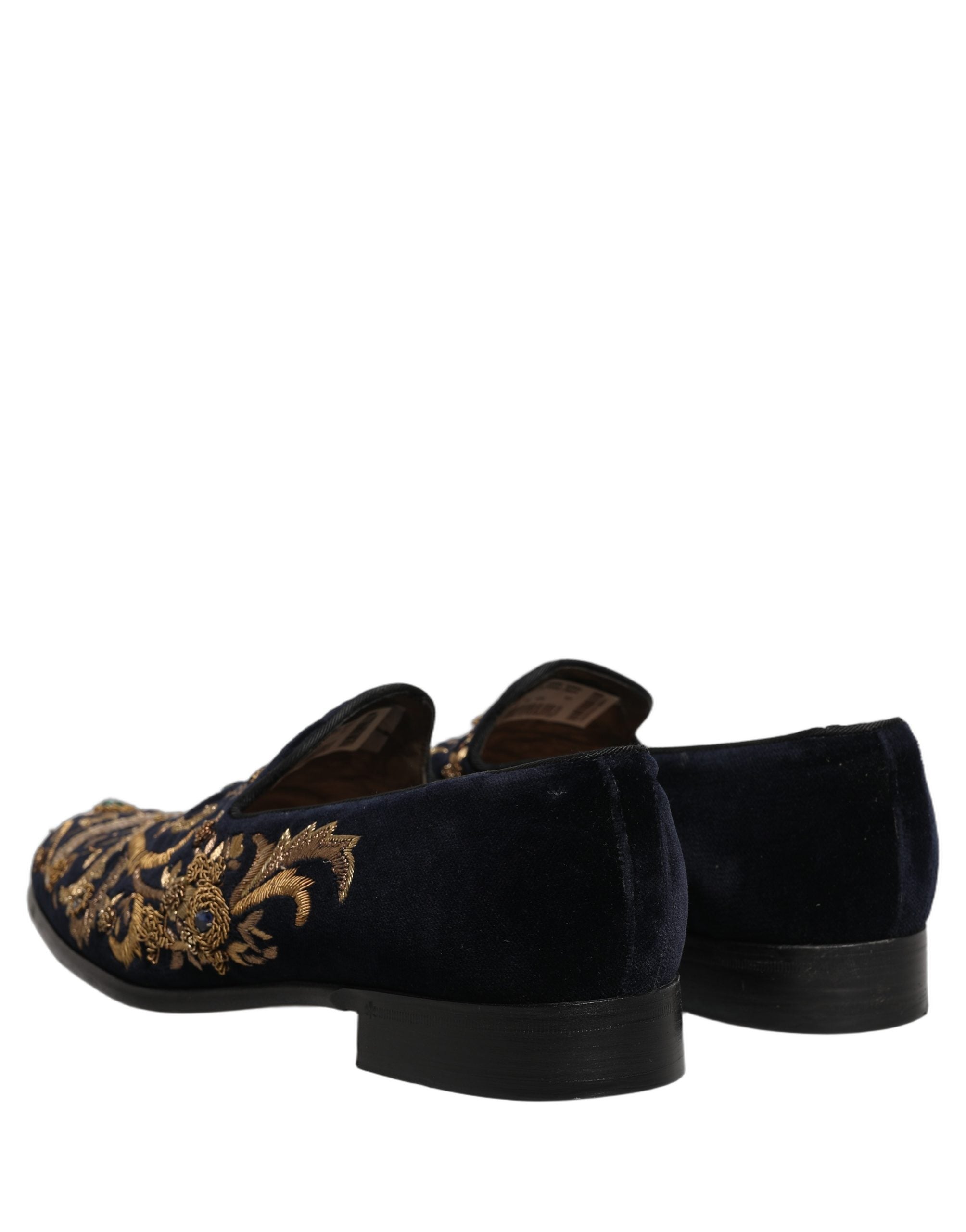 Dolce & Gabbana Black Velvet Embellished Dress Loafers Men's Shoes (Pre-Owned)