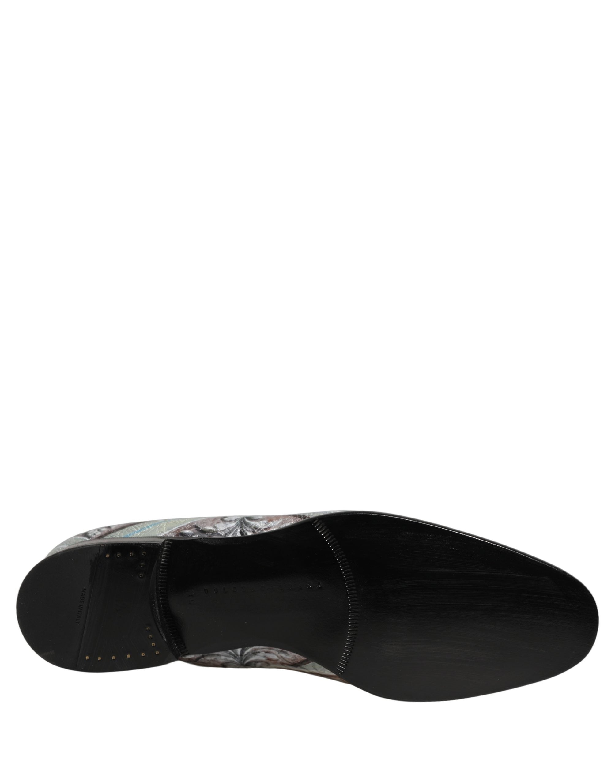 Dolce & Gabbana Multicolor Velvet Baroque Dress Loafers Men's Shoes
