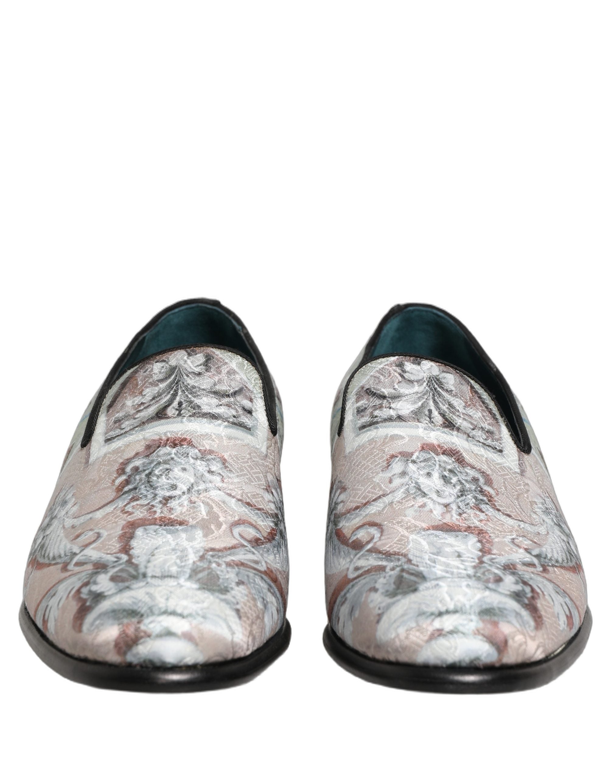 Dolce & Gabbana Multicolor Velvet Baroque Dress Loafers Men's Shoes
