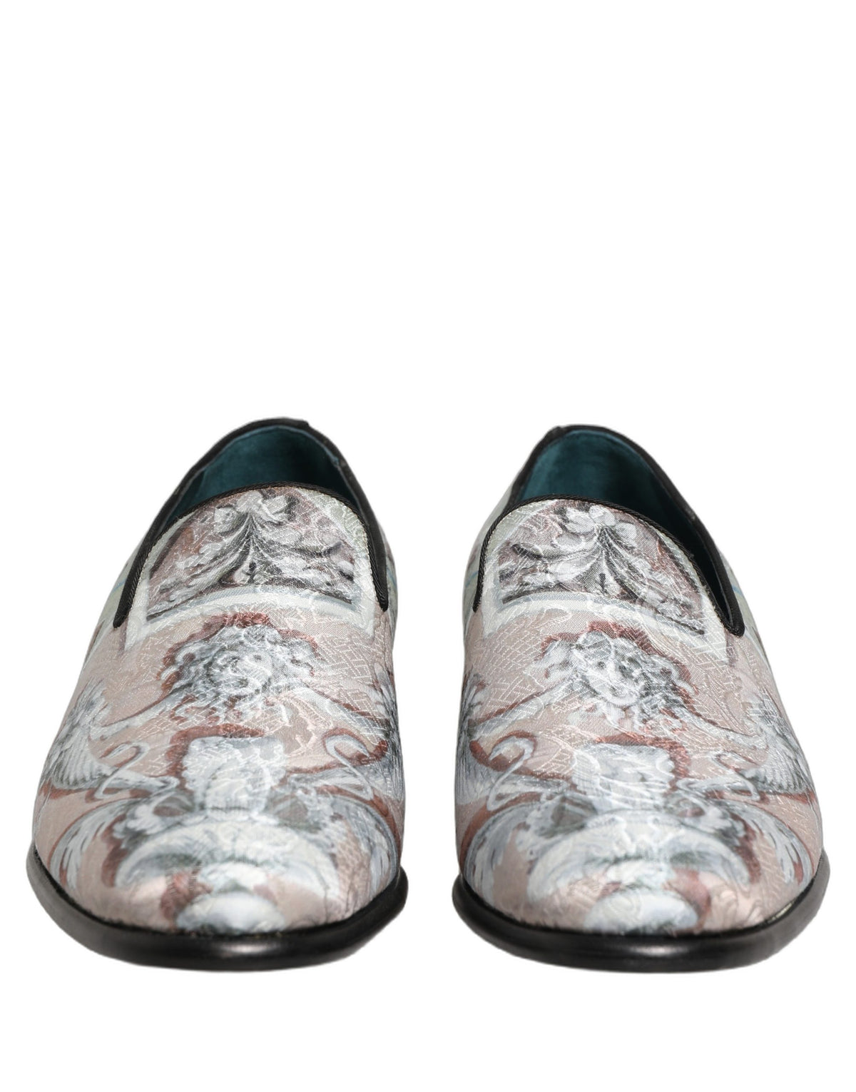 Dolce & Gabbana Multicolor Velvet Baroque Dress Loafers Men's Shoes