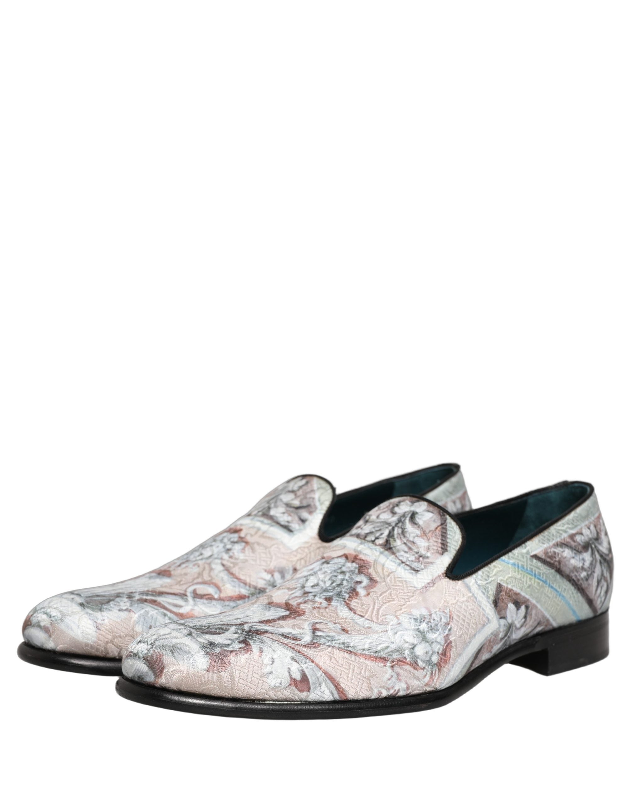 Dolce & Gabbana Multicolor Velvet Baroque Dress Loafers Men's Shoes