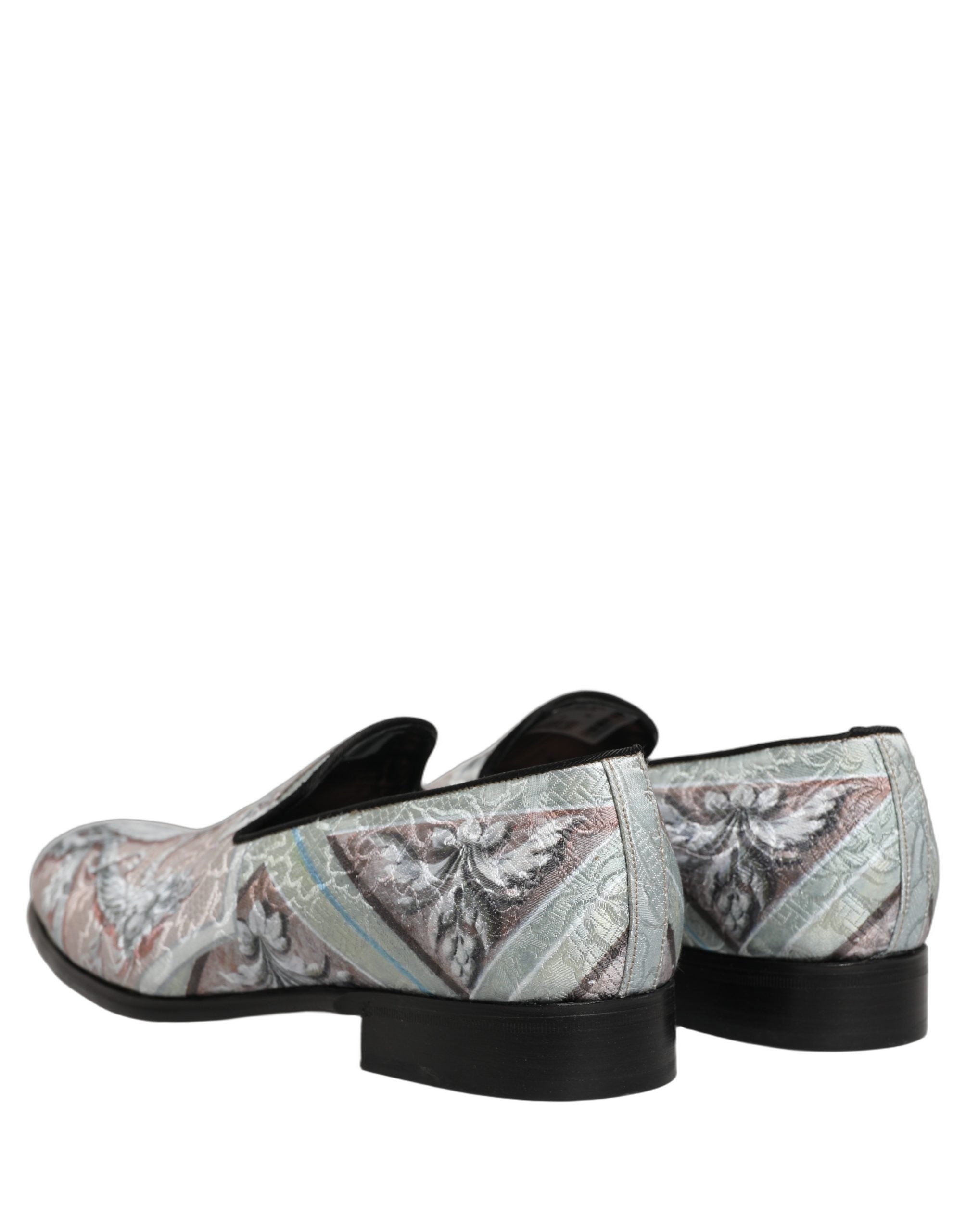 Dolce & Gabbana Multicolor Velvet Baroque Dress Loafers Men's Shoes